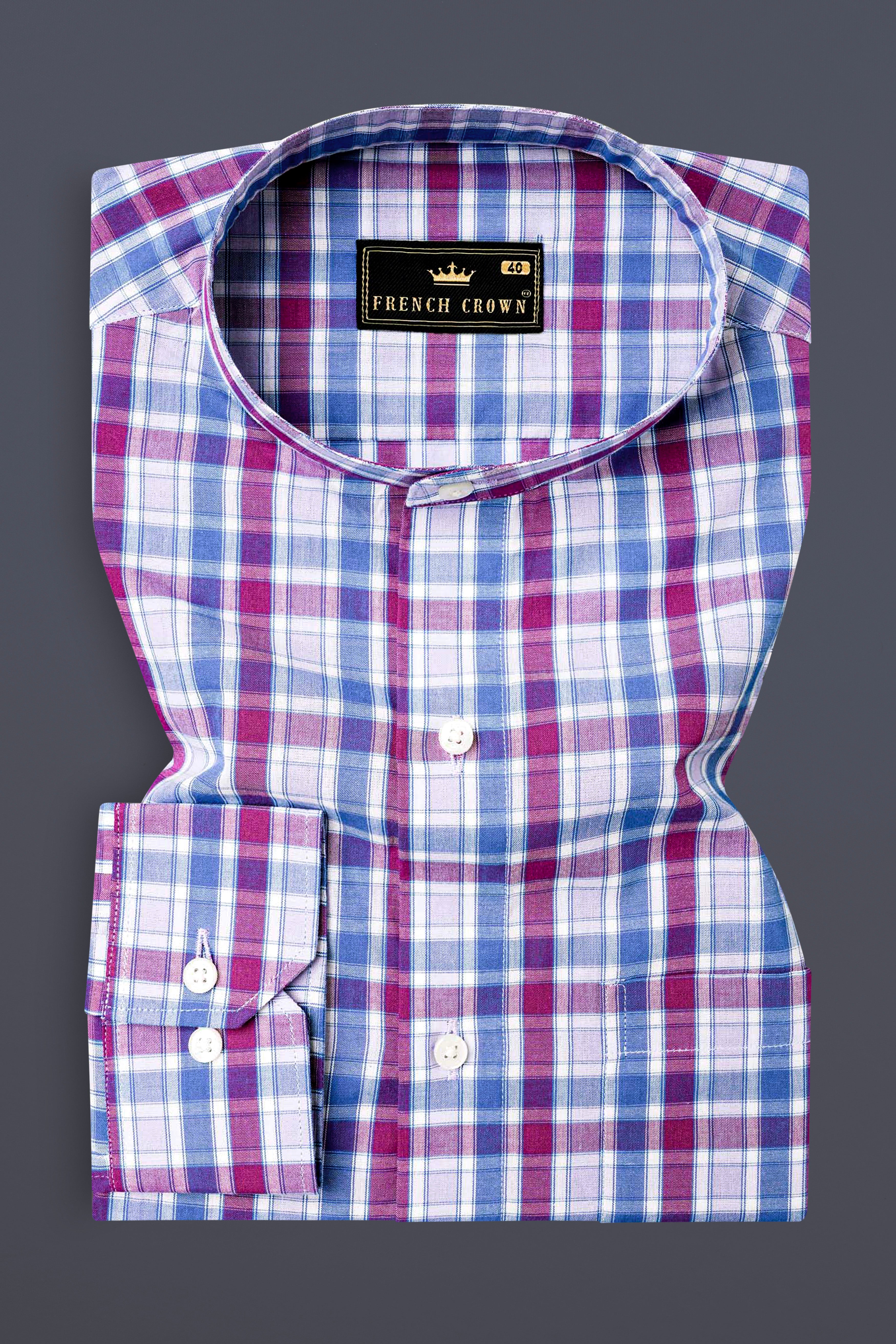 Fandango Purple and Cerulean Blue Plaid Premium Cotton Shirt