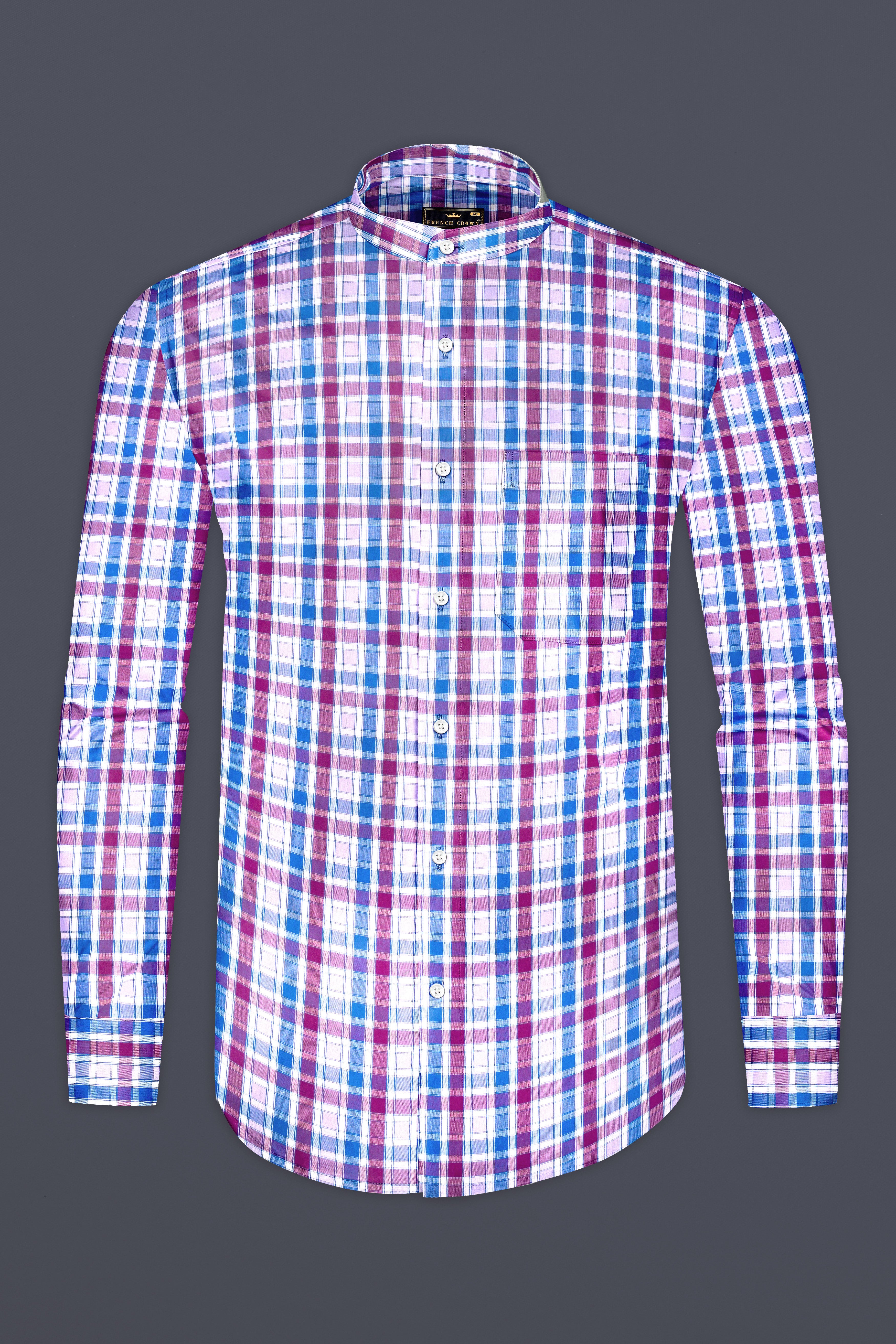 Fandango Purple and Cerulean Blue Plaid Premium Cotton Shirt