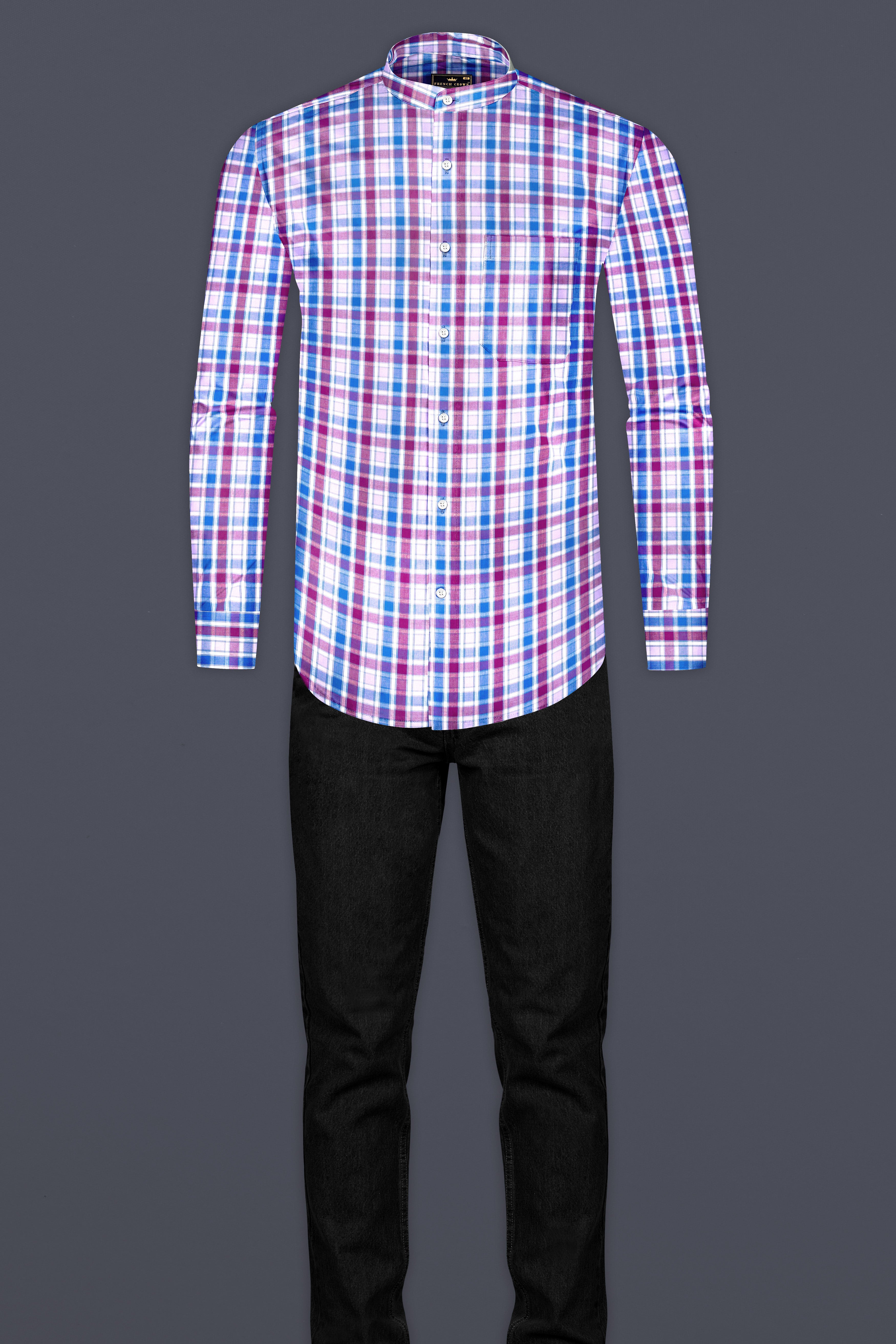 Fandango Purple and Cerulean Blue Plaid Premium Cotton Shirt