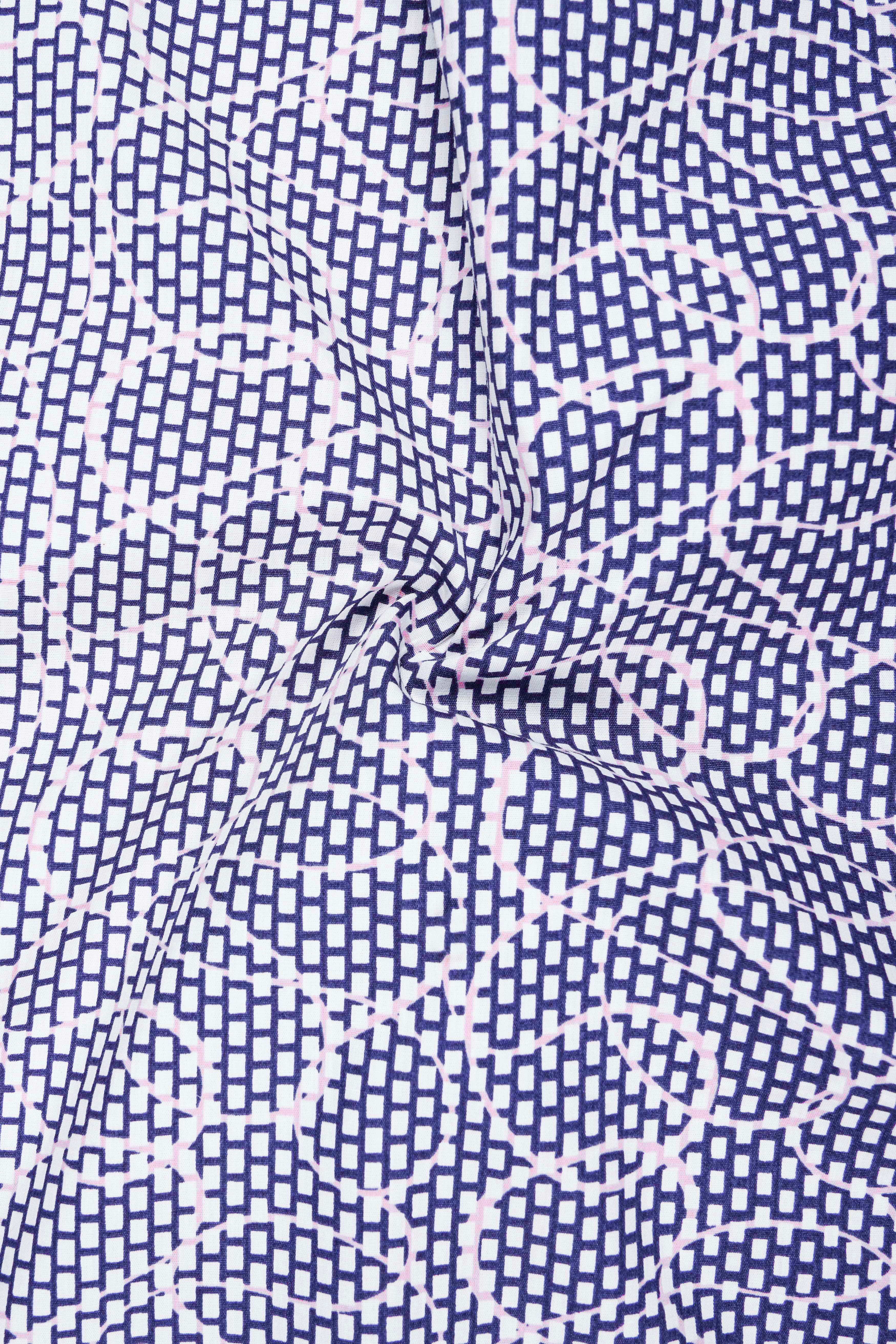 Meteorite Blue and White Premium Cotton Designer Block Shirt