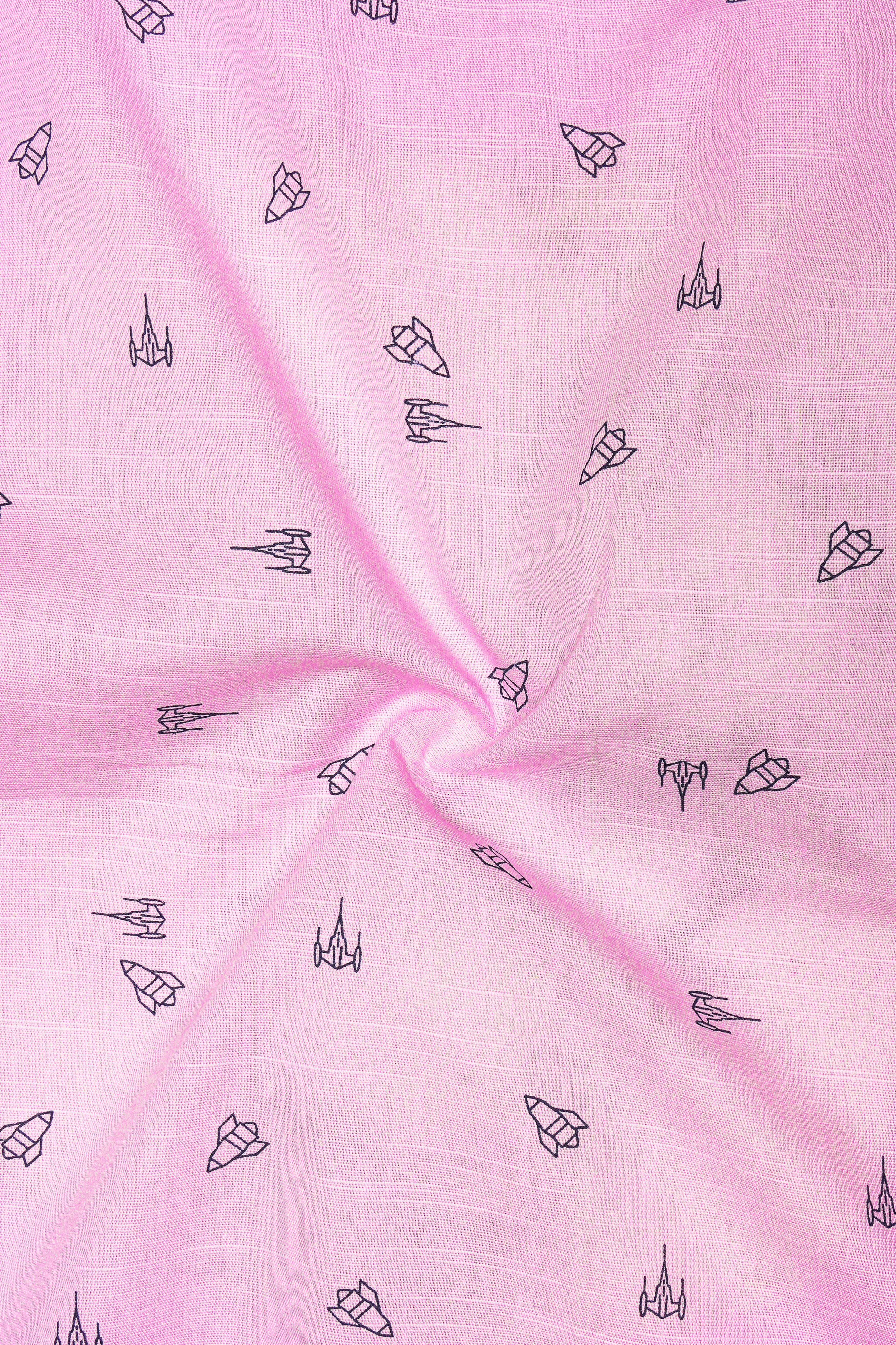 Melanie Pink Printed Premium Giza Cotton Chambray Shirt