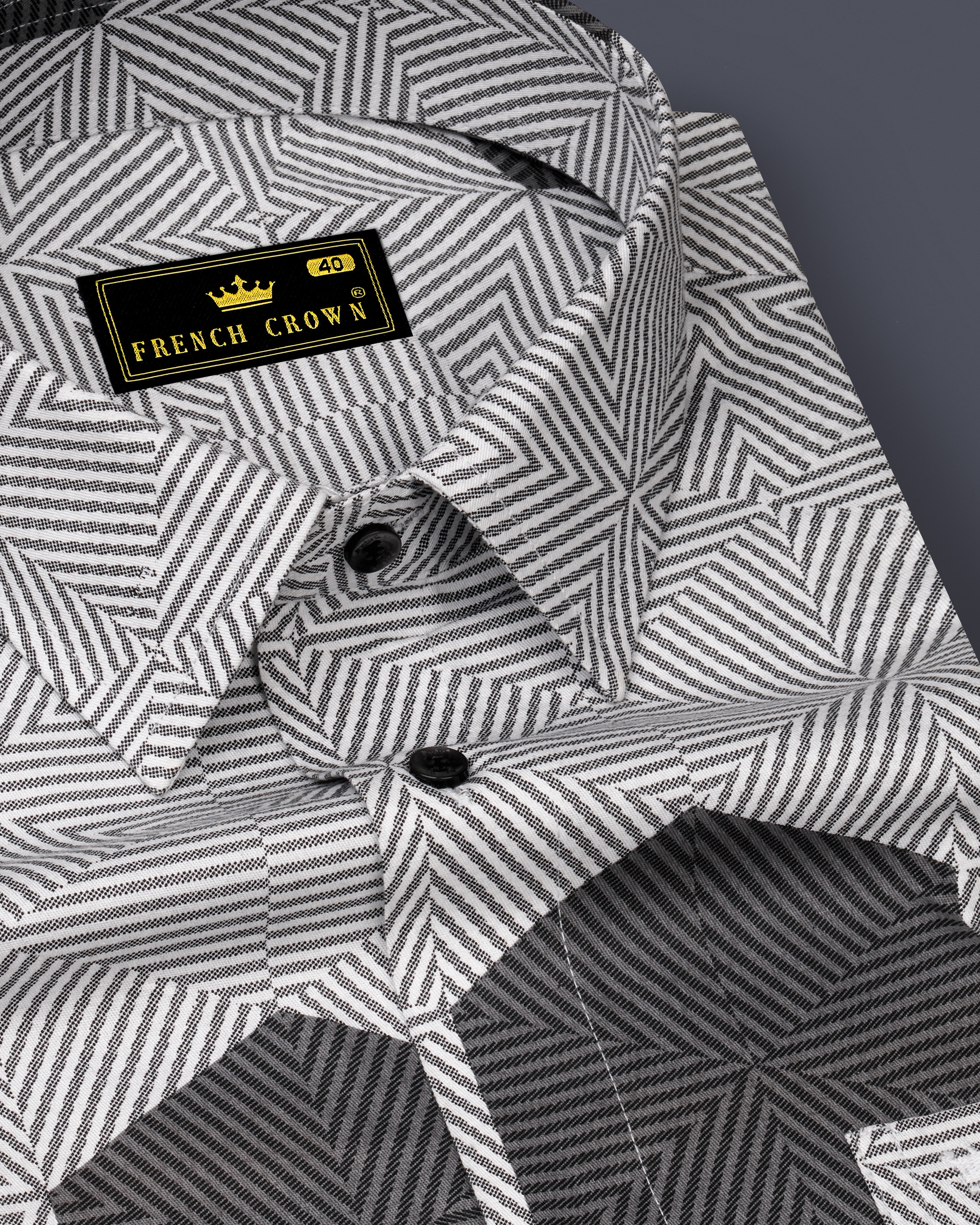 Oslo Gray and Bright White 3D Printed Super Soft Premium Cotton Shirt