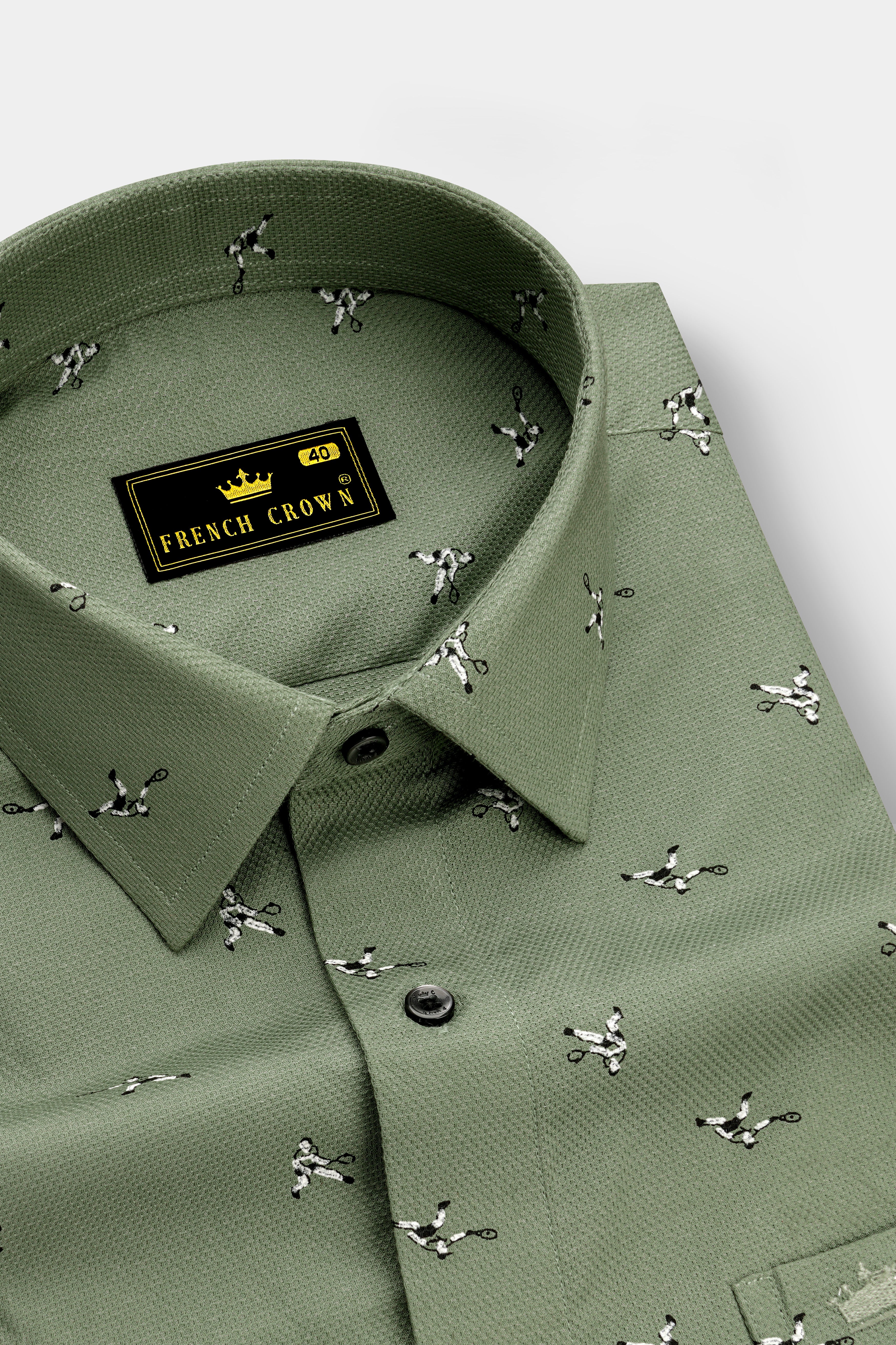 Sage Green Dobby Textured Premium Giza Cotton Shirt