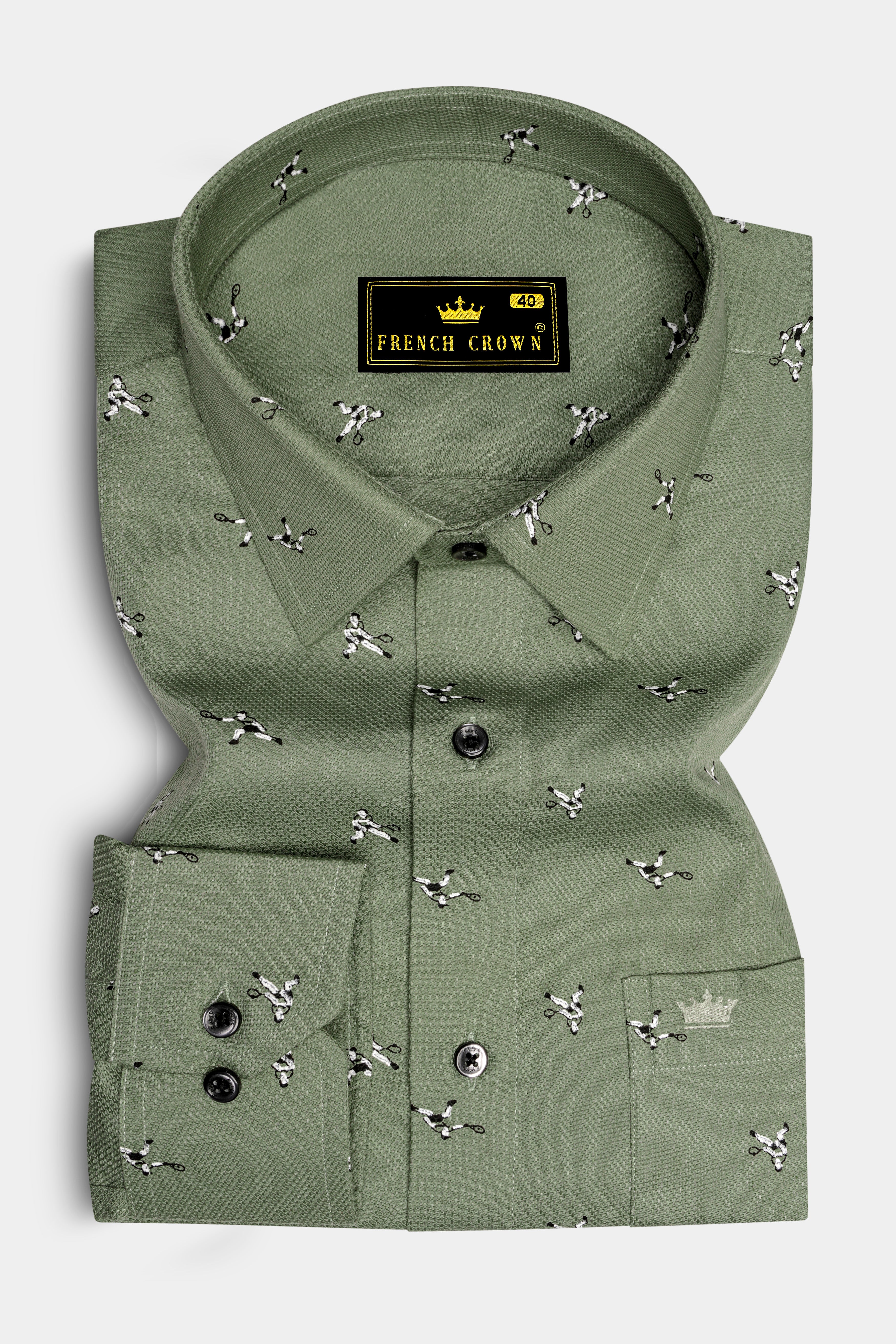 Sage Green Dobby Textured Premium Giza Cotton Shirt