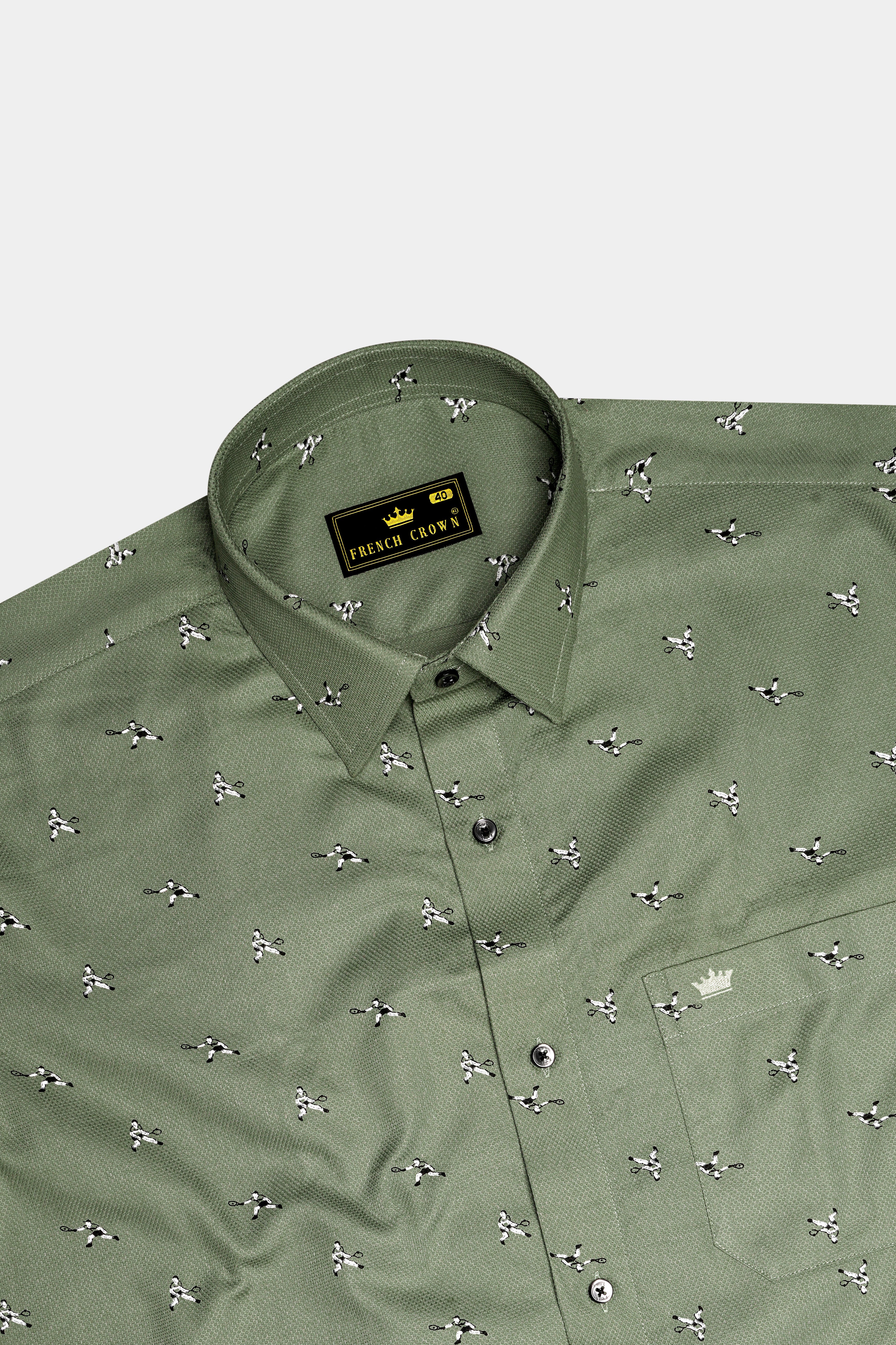Sage Green Dobby Textured Premium Giza Cotton Shirt