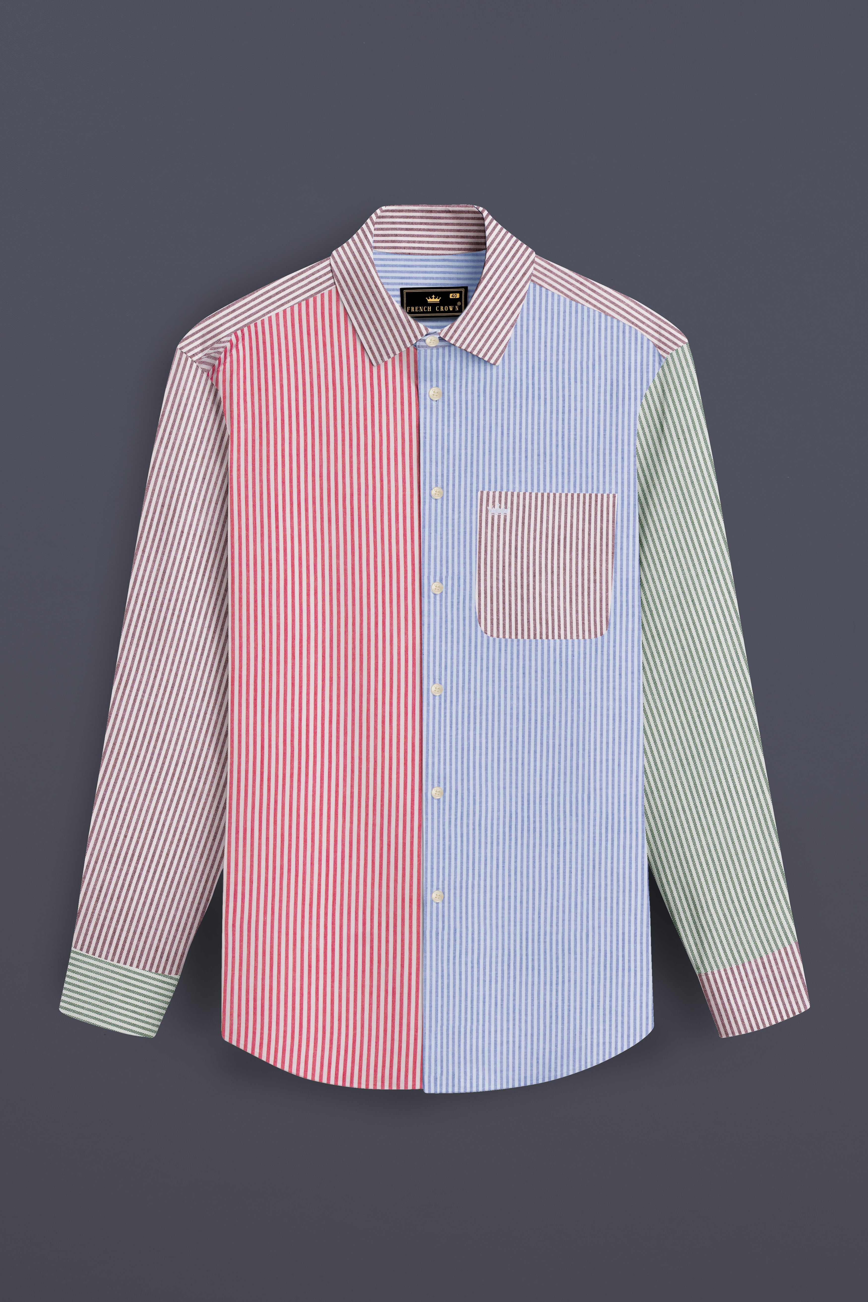 Mariner Blue and Pink Multicolour Striped Premium Cotton Designer Shirt