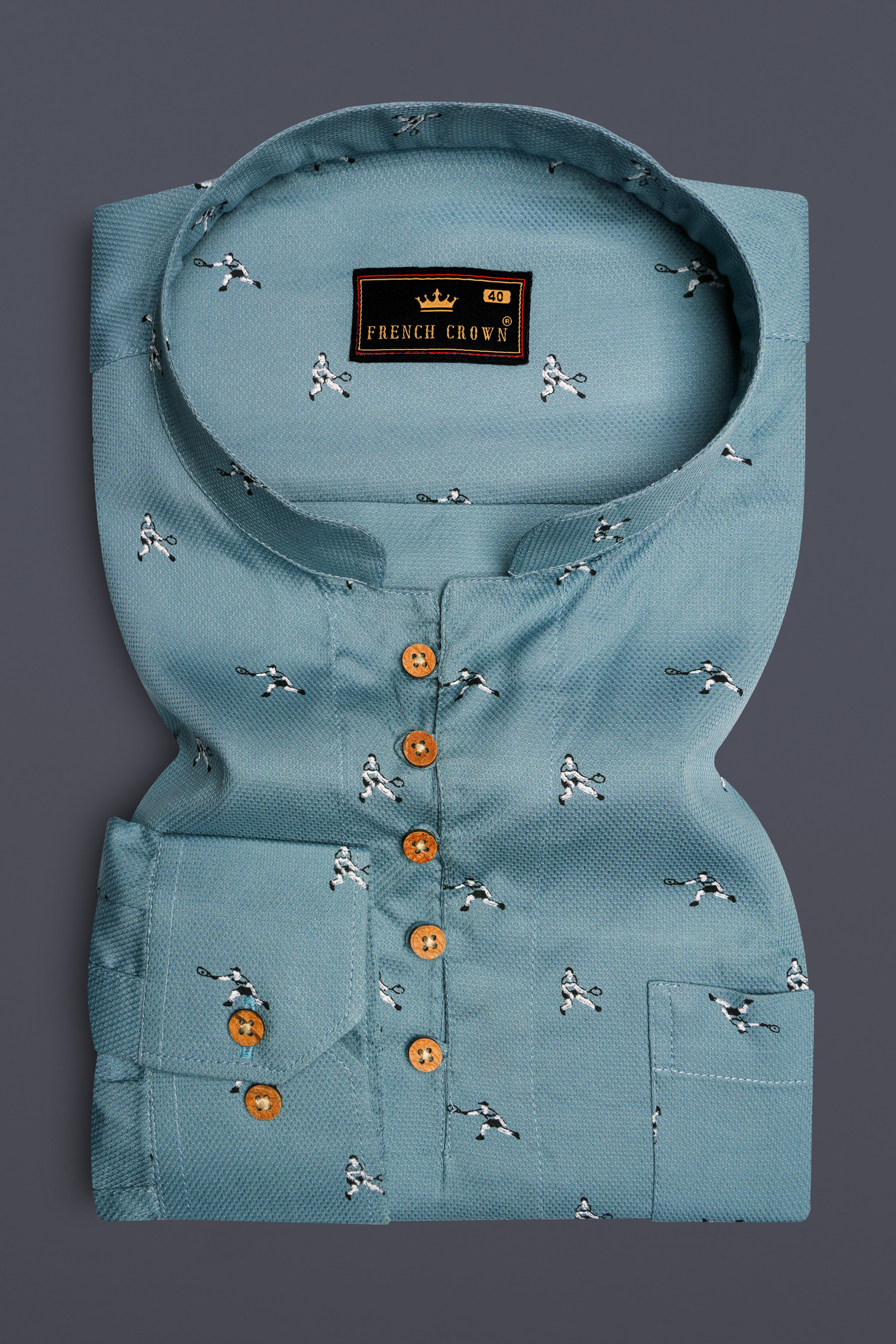 Granny Smith Blue Dobby Textured Premium Giza Cotton Shirt