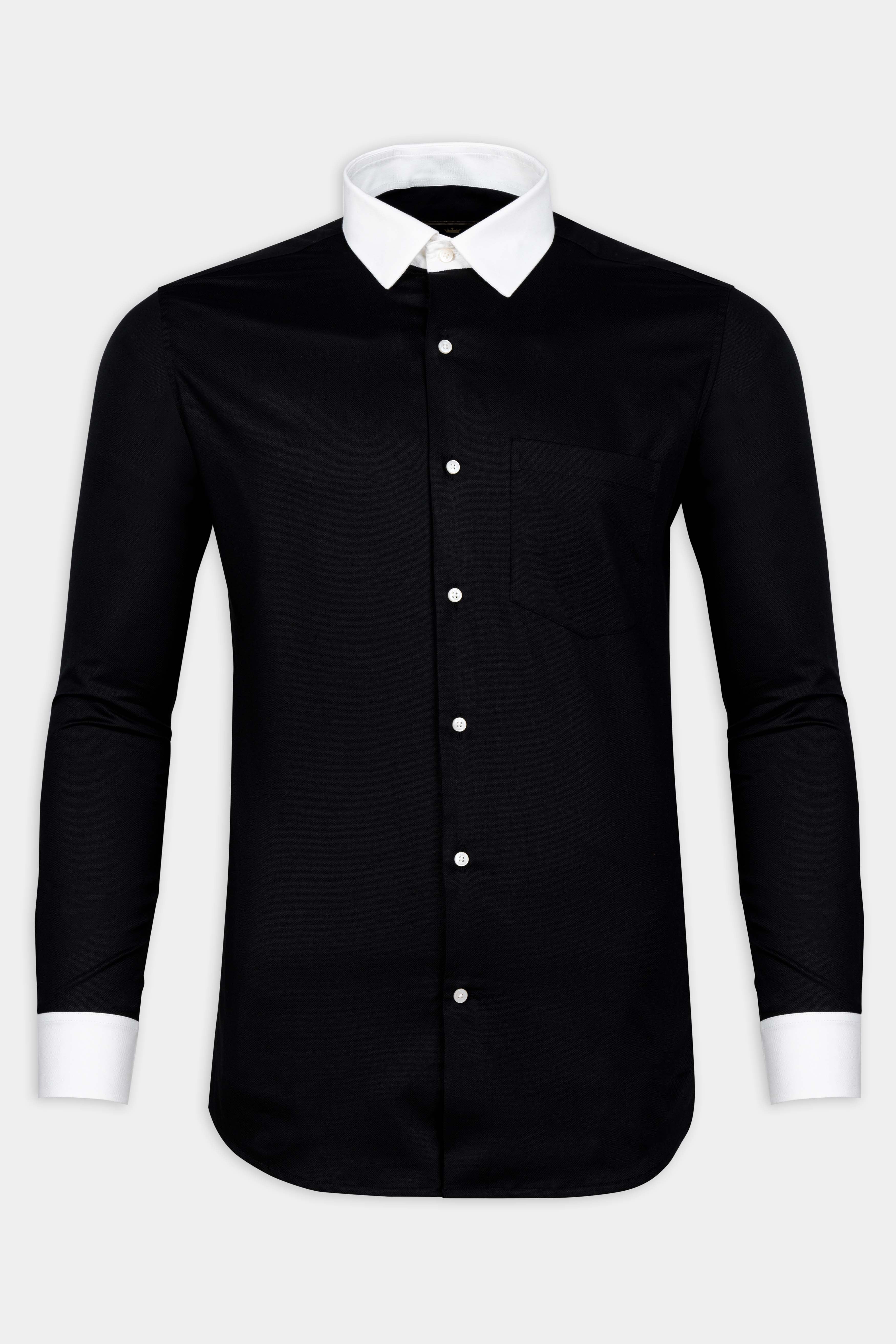 Jade Black with white cuff-collar Premium Cotton shirt