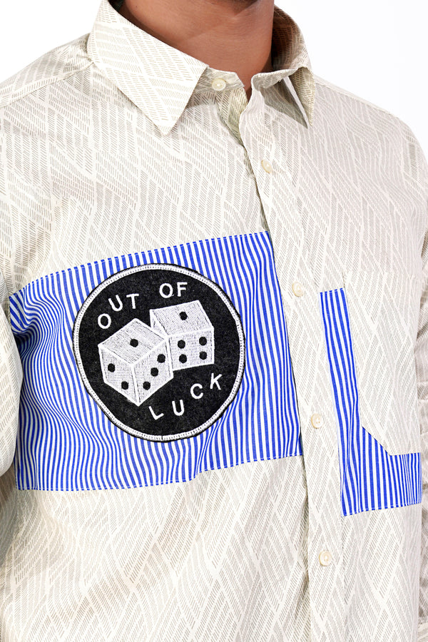 Gainsboro Cream Printed Multicolour Funky Patchwork Premium Cotton Designer Shirt