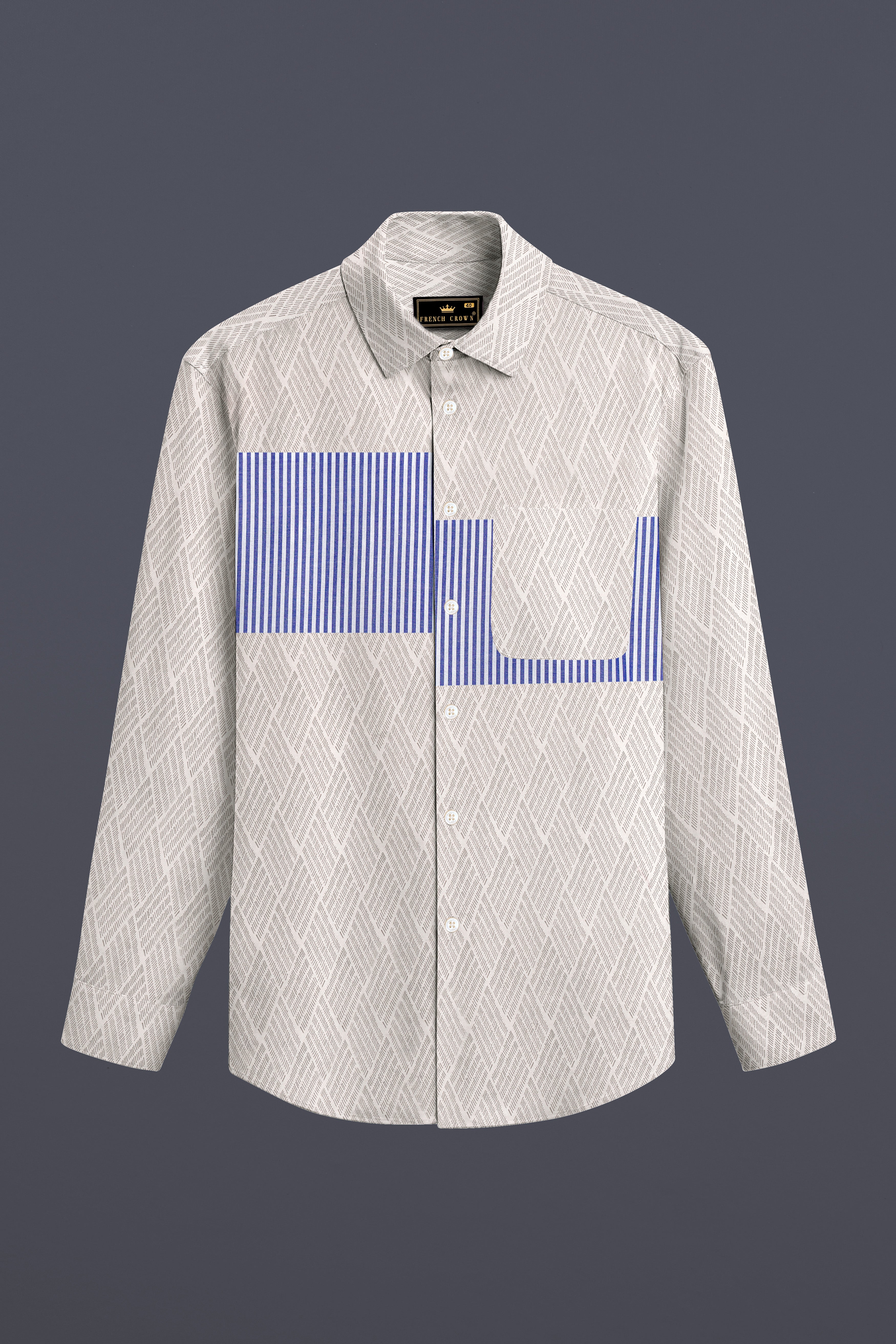 Coral Reef Brown with Sapphire Blue Argyle Printed Premium Cotton Designer Shirt