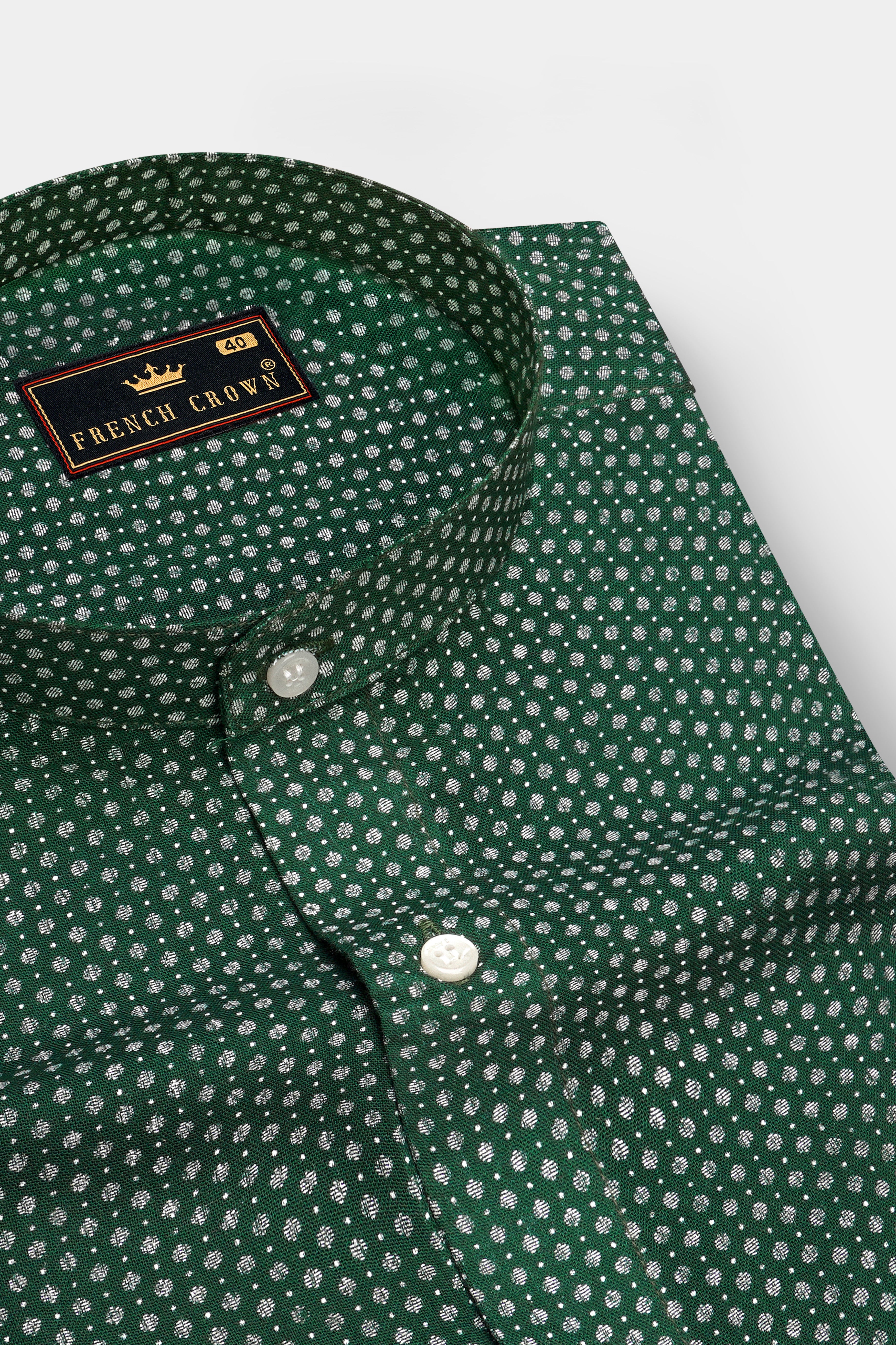 Killarney Green and White Printed Loose Premium Cotton Beachshirt