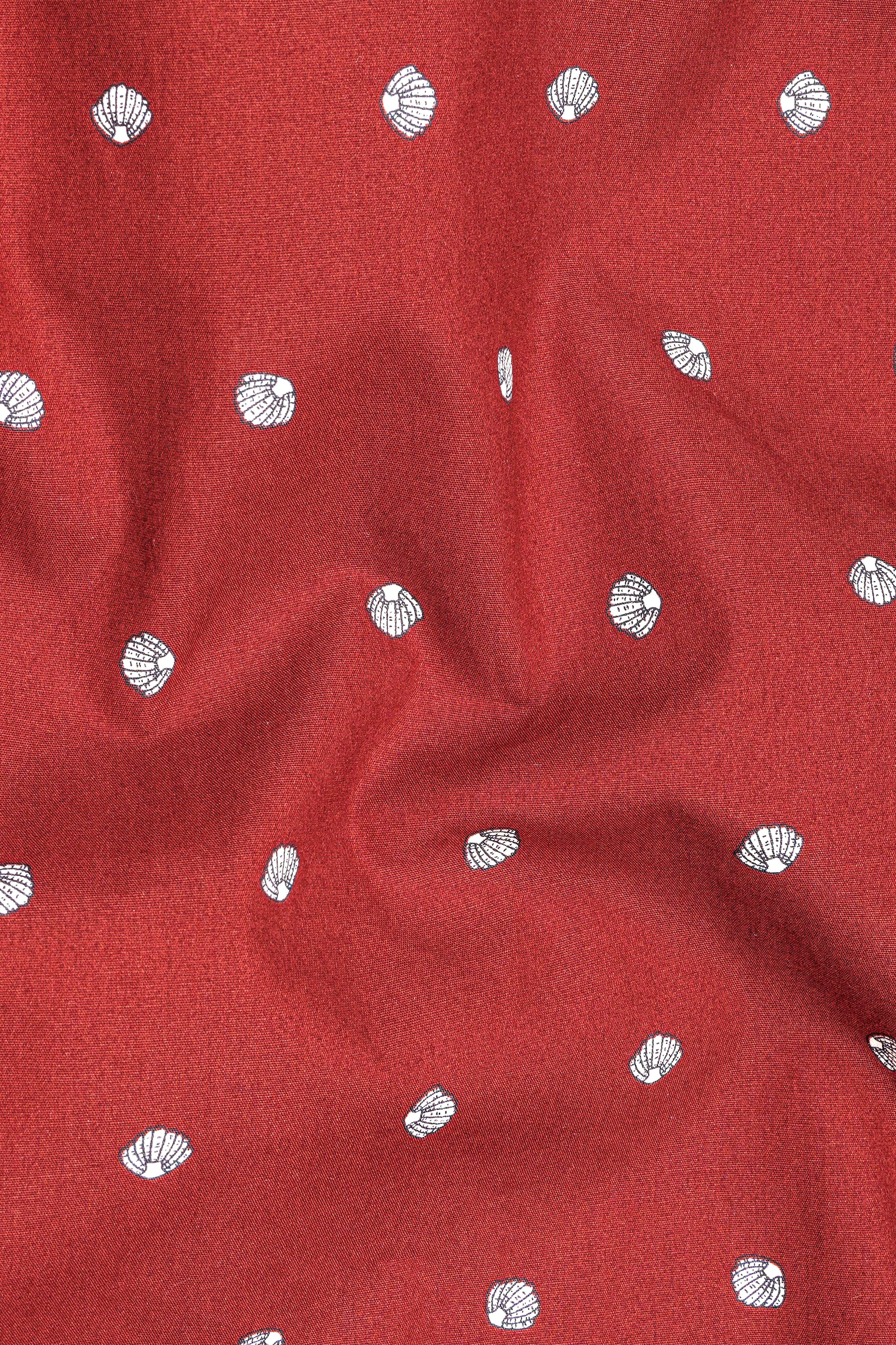 Sanguine Red Sea Shells Printed Premium Cotton Shirt