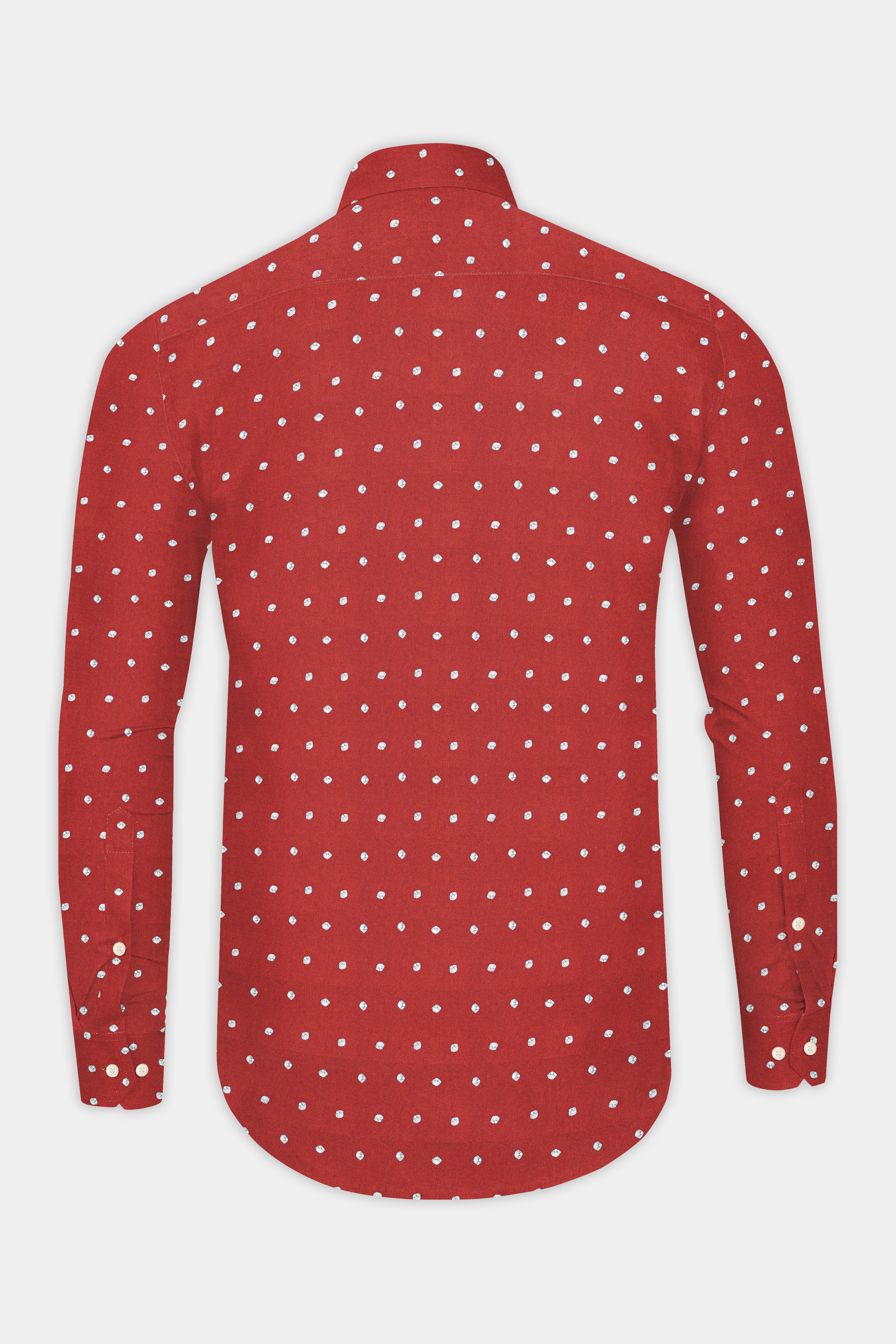 Sanguine Red Sea Shells Printed Premium Cotton Shirt