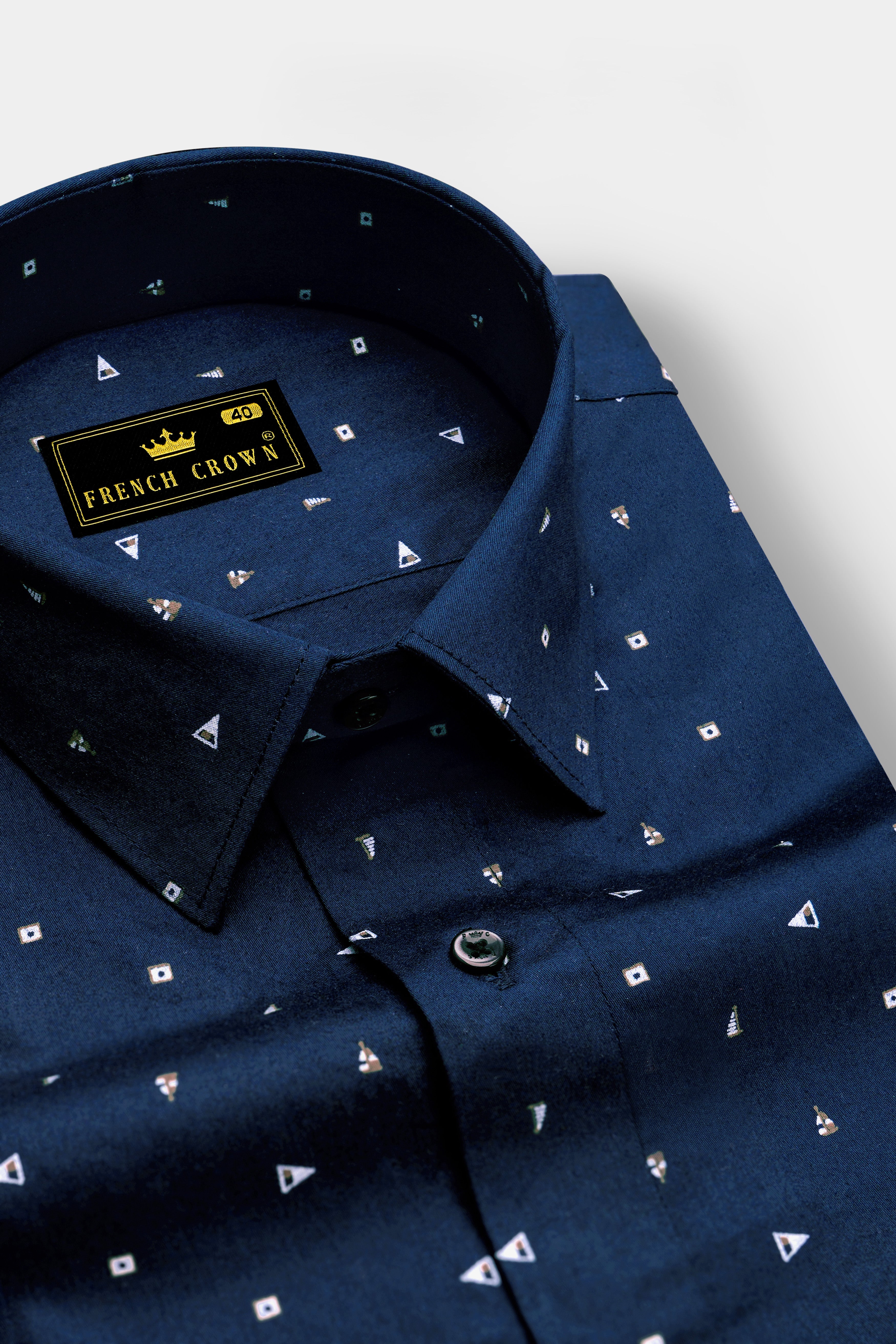 Gunmetal Blue Printed Super Soft Premium Cotton Shirt