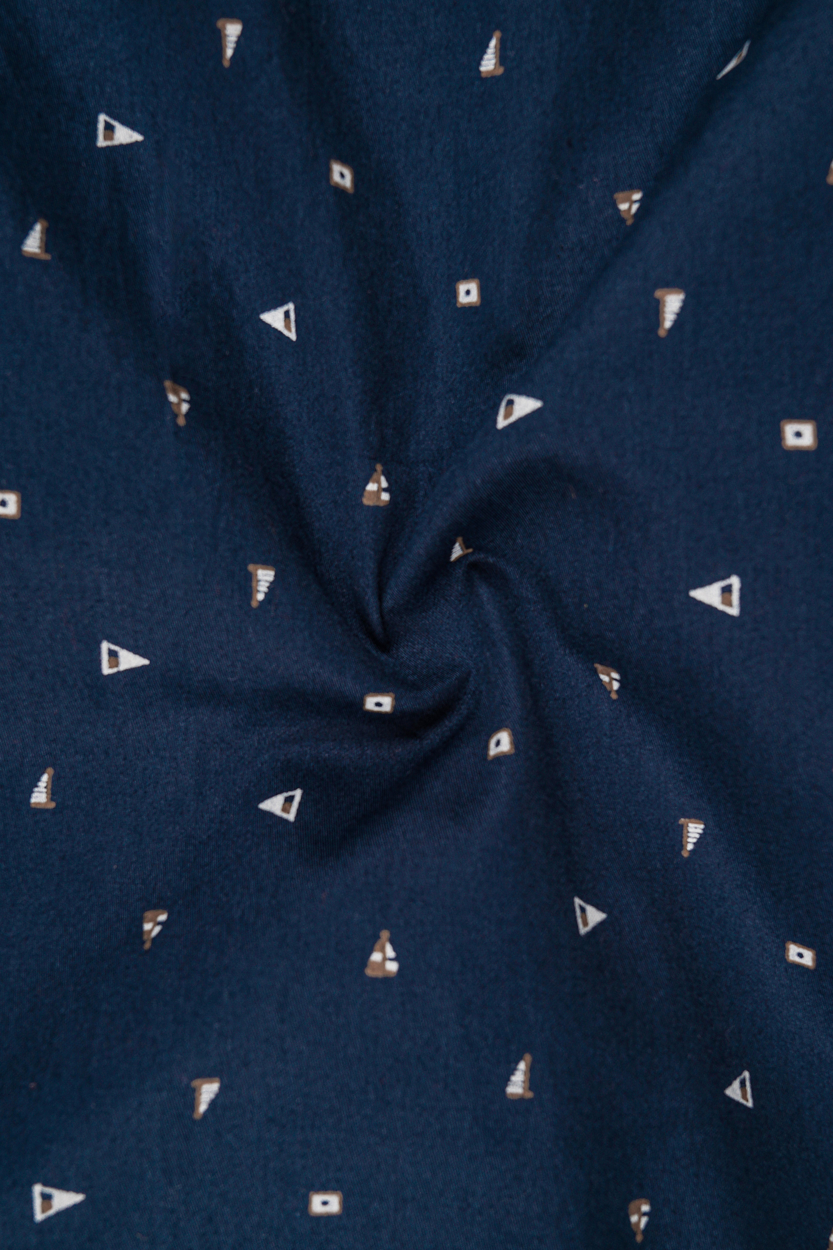 Gunmetal Blue Printed Super Soft Premium Cotton Shirt