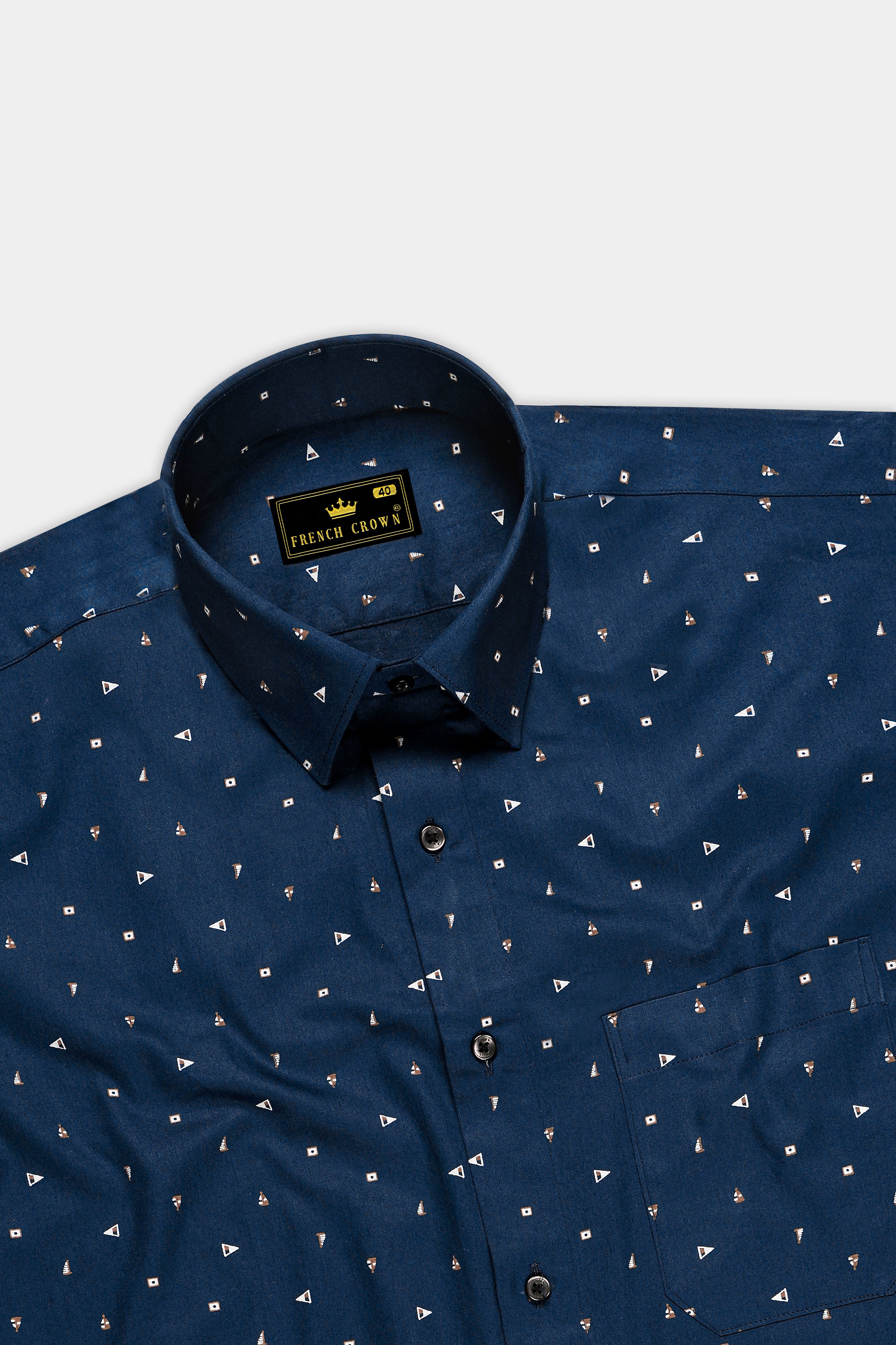 Gunmetal Blue Printed Super Soft Premium Cotton Shirt