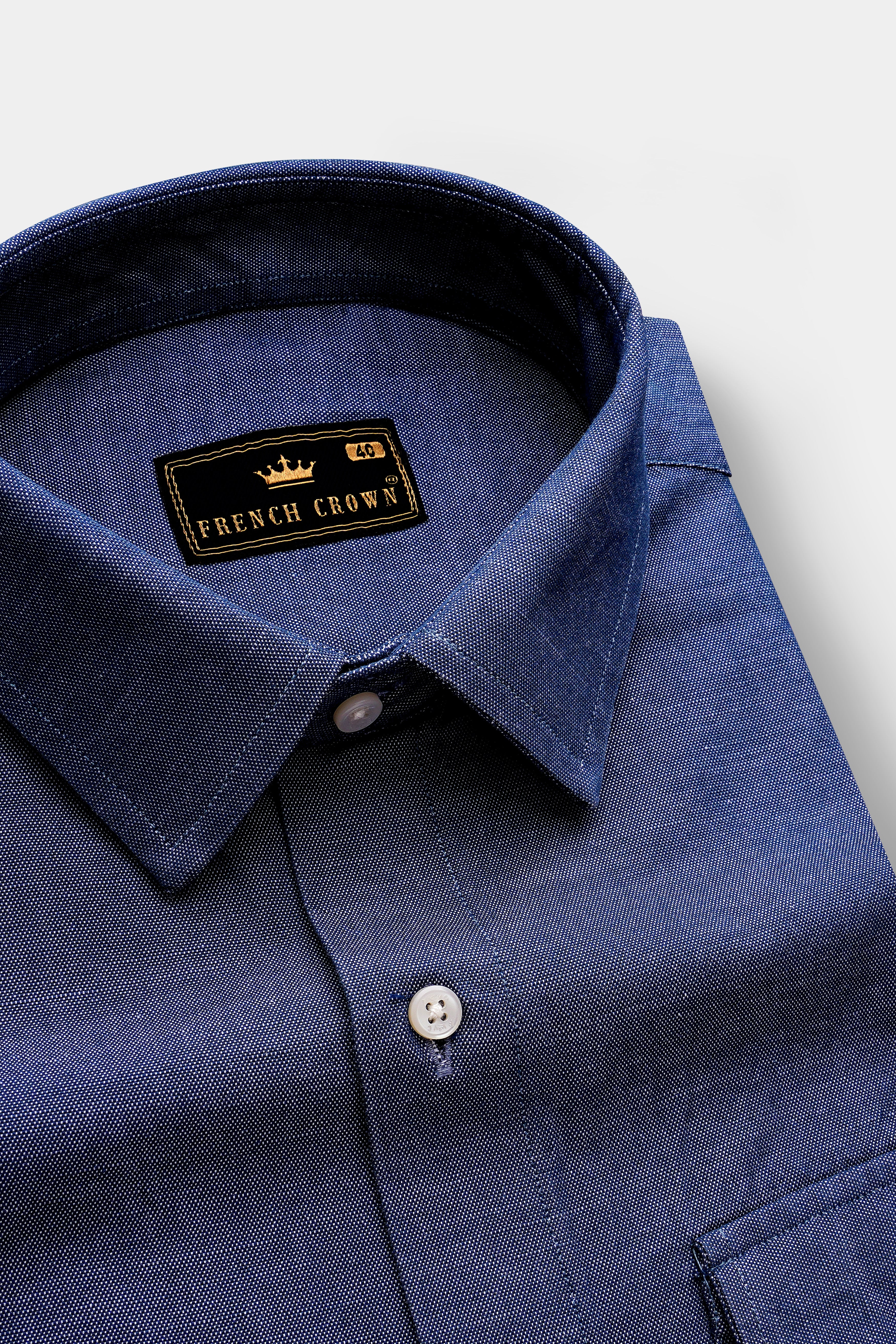 Comet Gray Chambray Textured Premium Cotton Designer Shirt