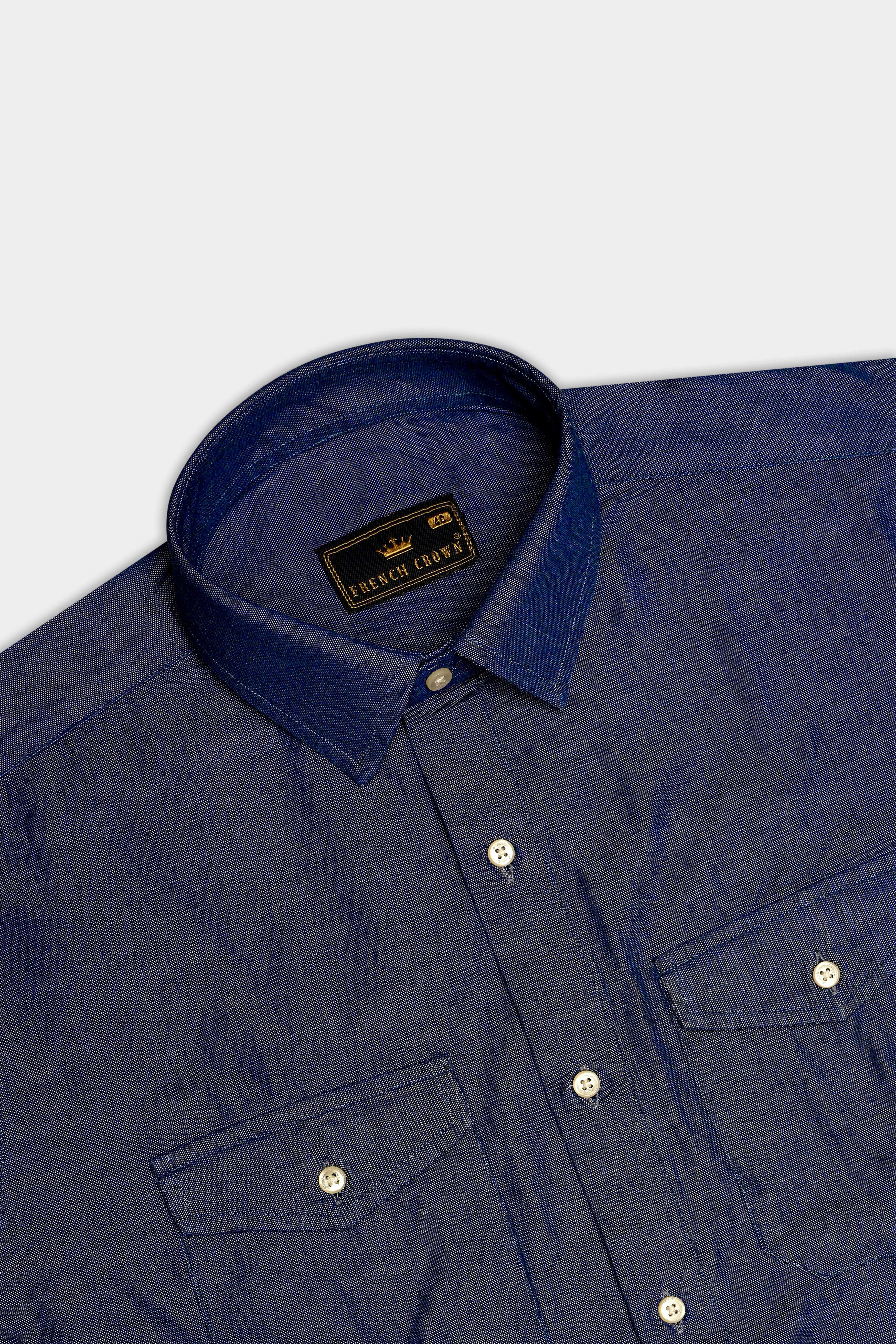 Comet Gray Chambray Textured Premium Cotton Designer Shirt
