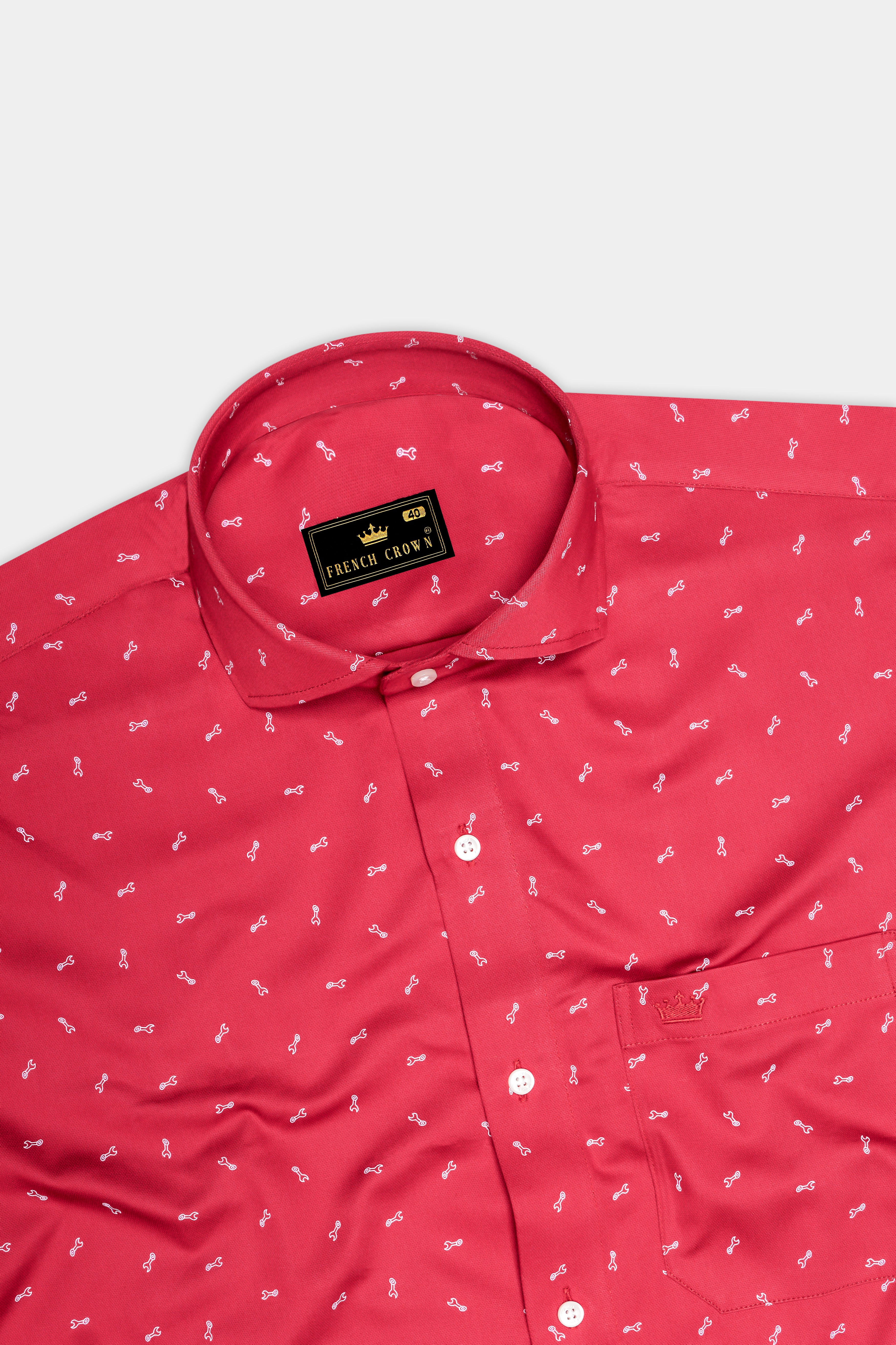 Stiletto Red Spanner Printed Royal Oxford Shirt