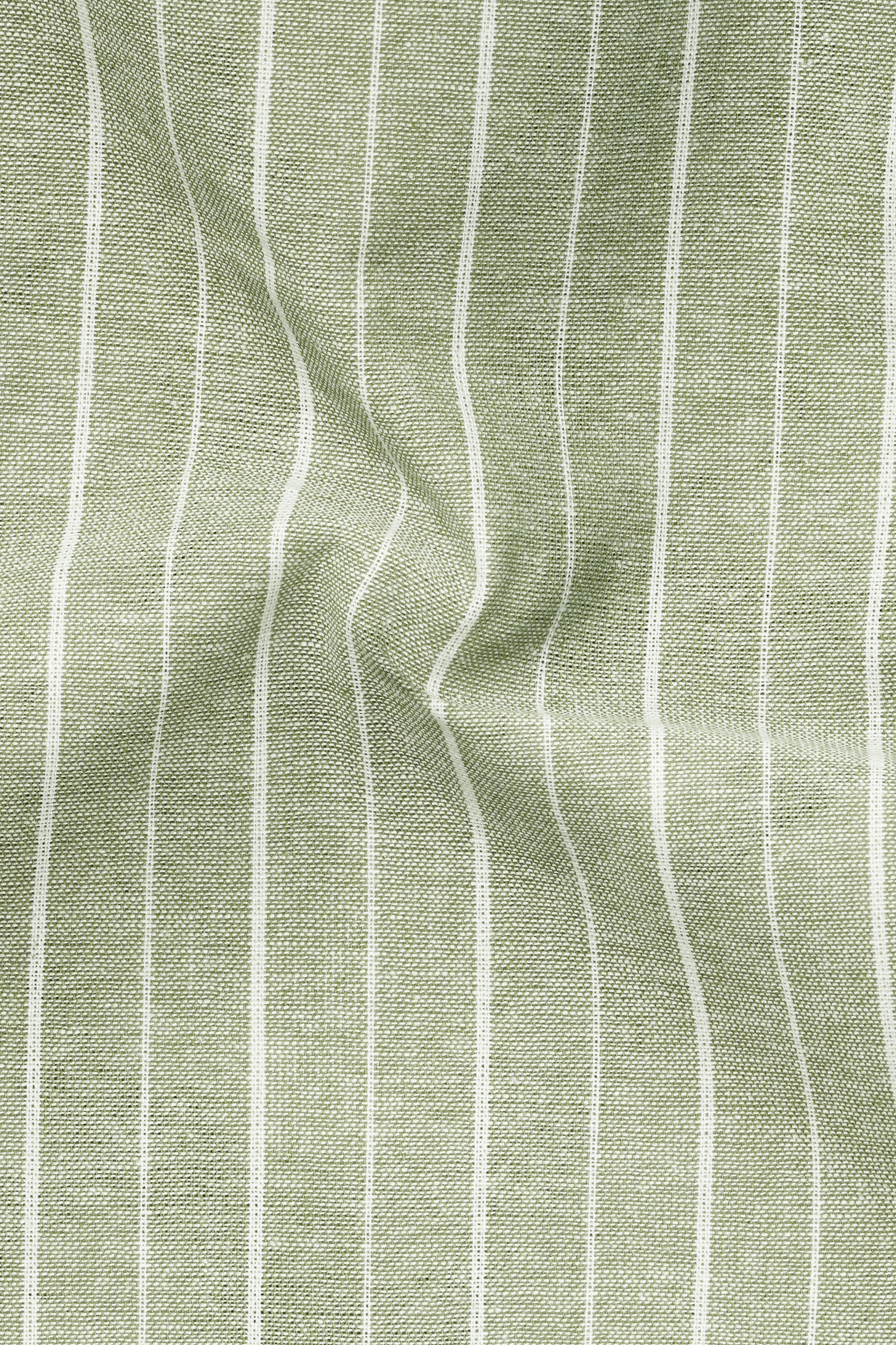 Beryl Green and White Striped Royal Oxford Kurta Shirt