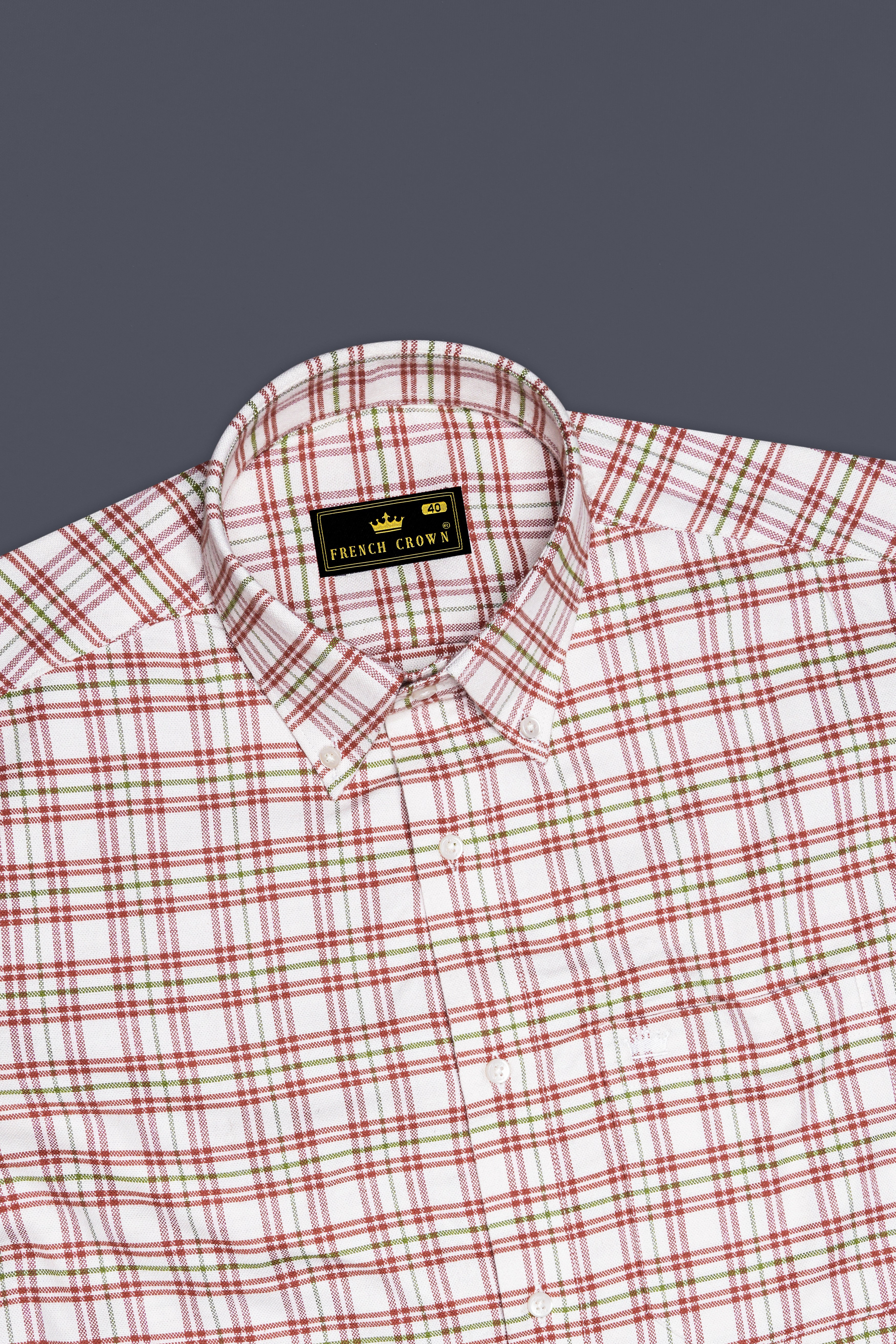 Narvik Cream with Tuscany Orange Plaid Royal Oxford OverShirt/Shacket