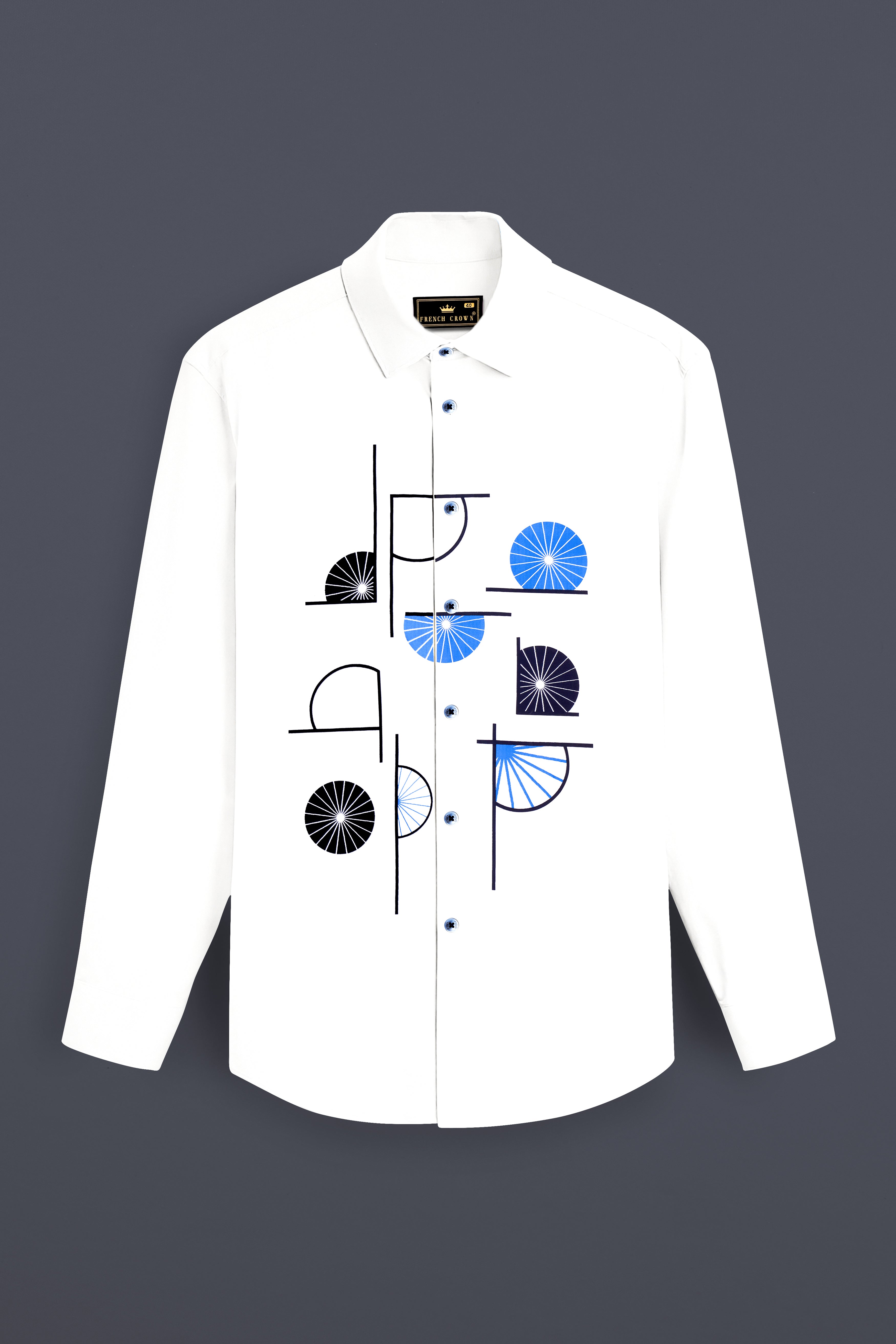 Bright White Japanese Printed Super Soft Premium Cotton Shirt