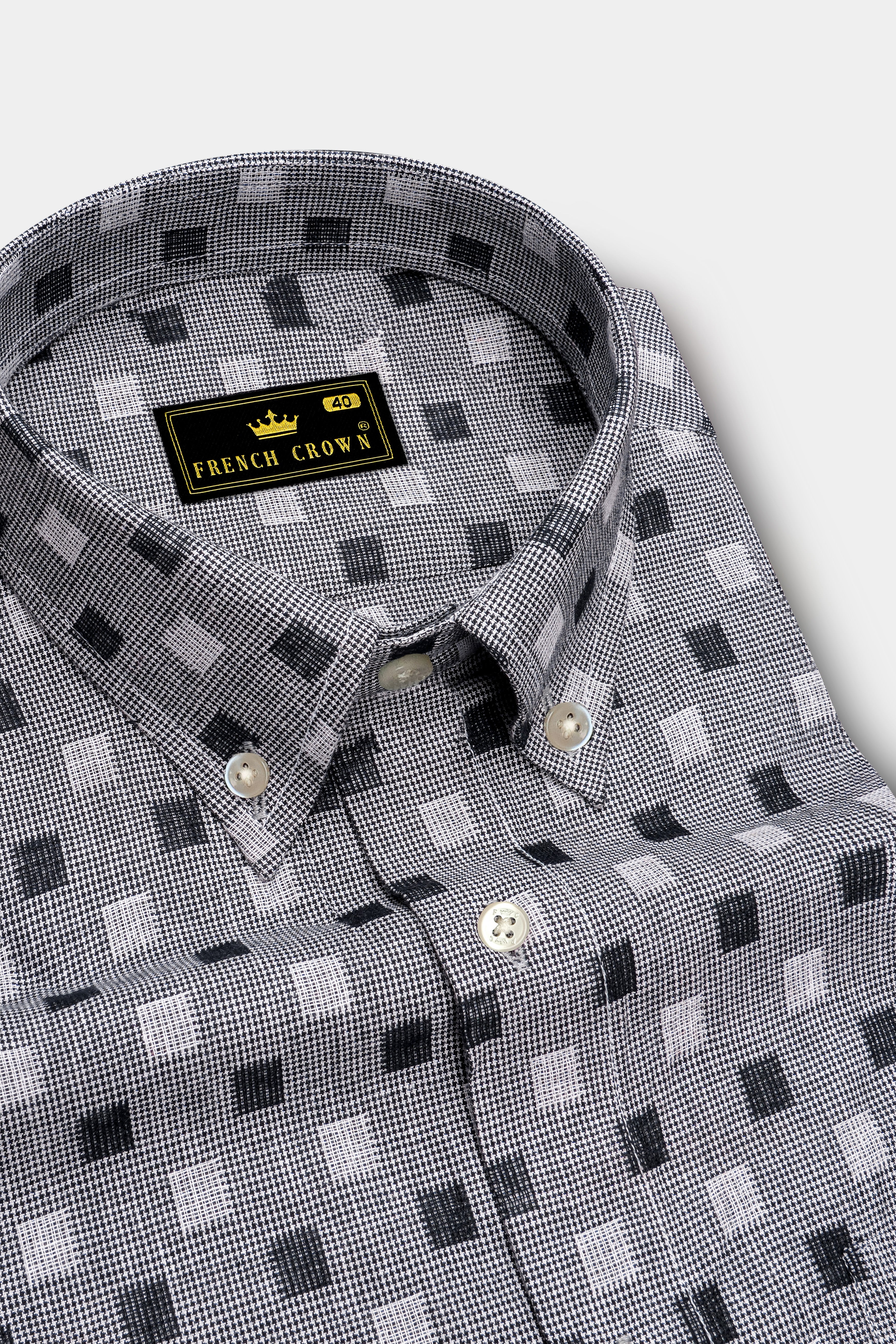 Smokey Gray with Box Dobby Textured Premium Giza Cotton Shirt