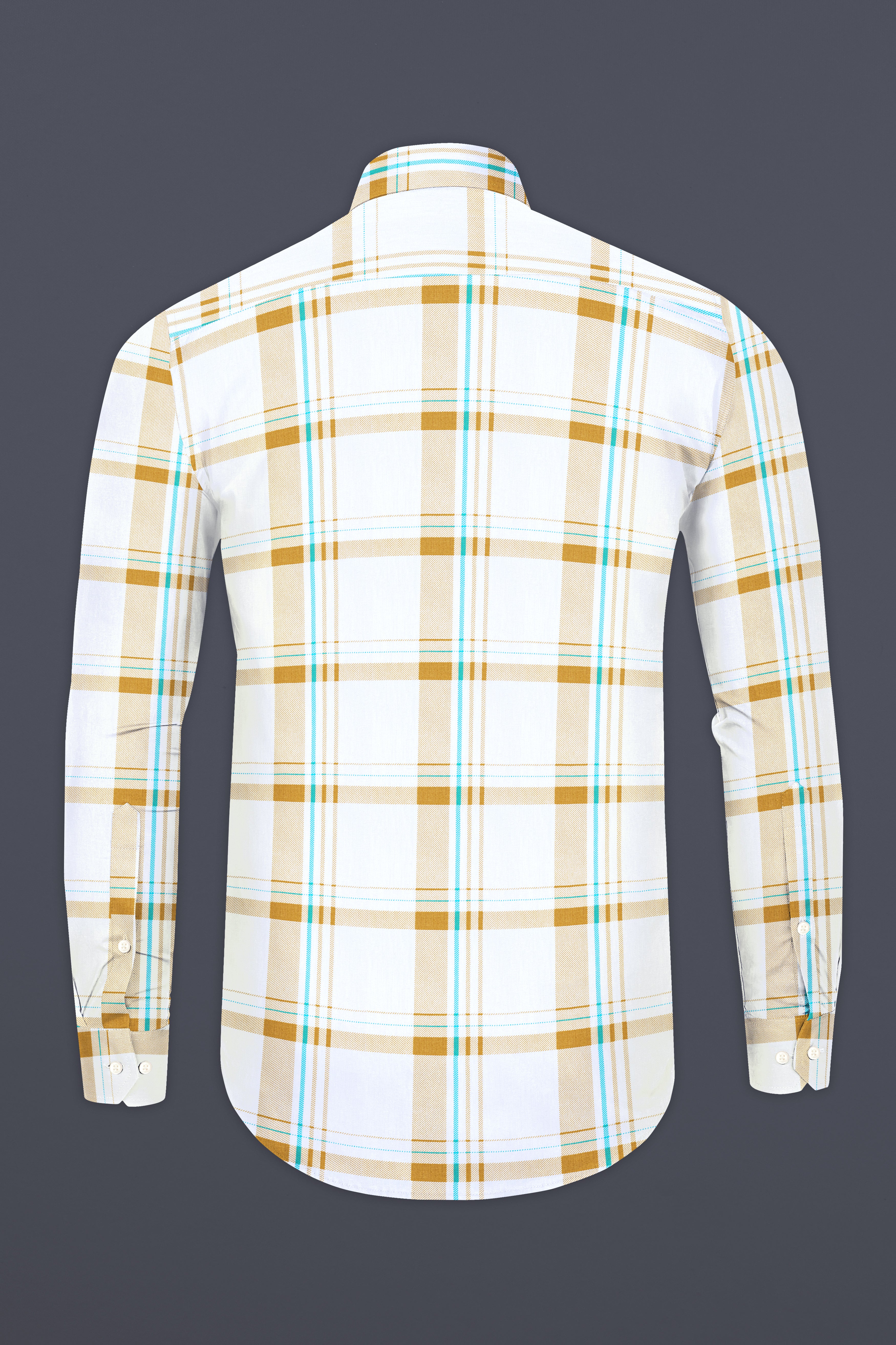 Bright White with Alpine Brown Plaid Premium Cotton Designer Shirt