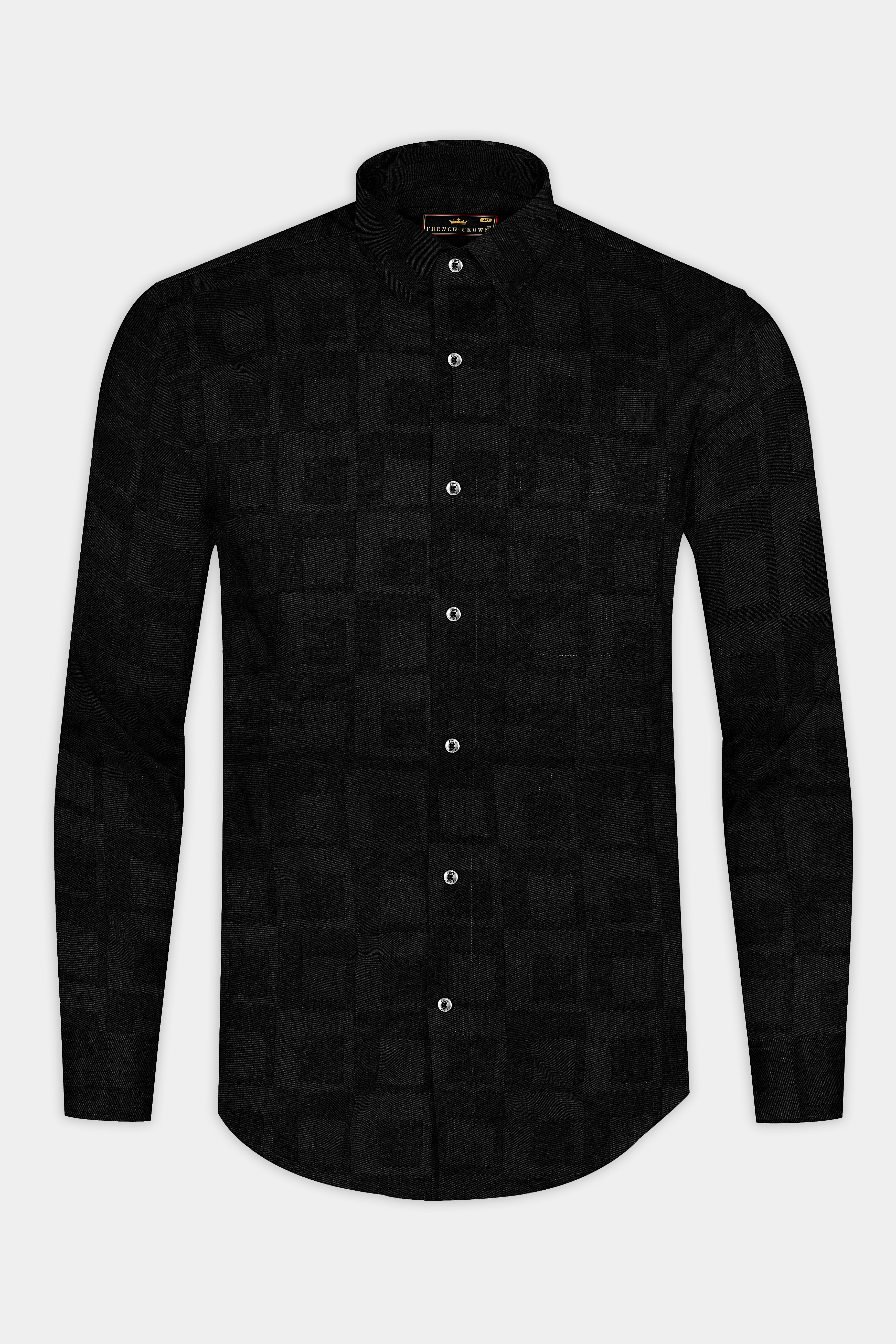 Jade Black Dobby Textured Premium Giza Cotton Shirt