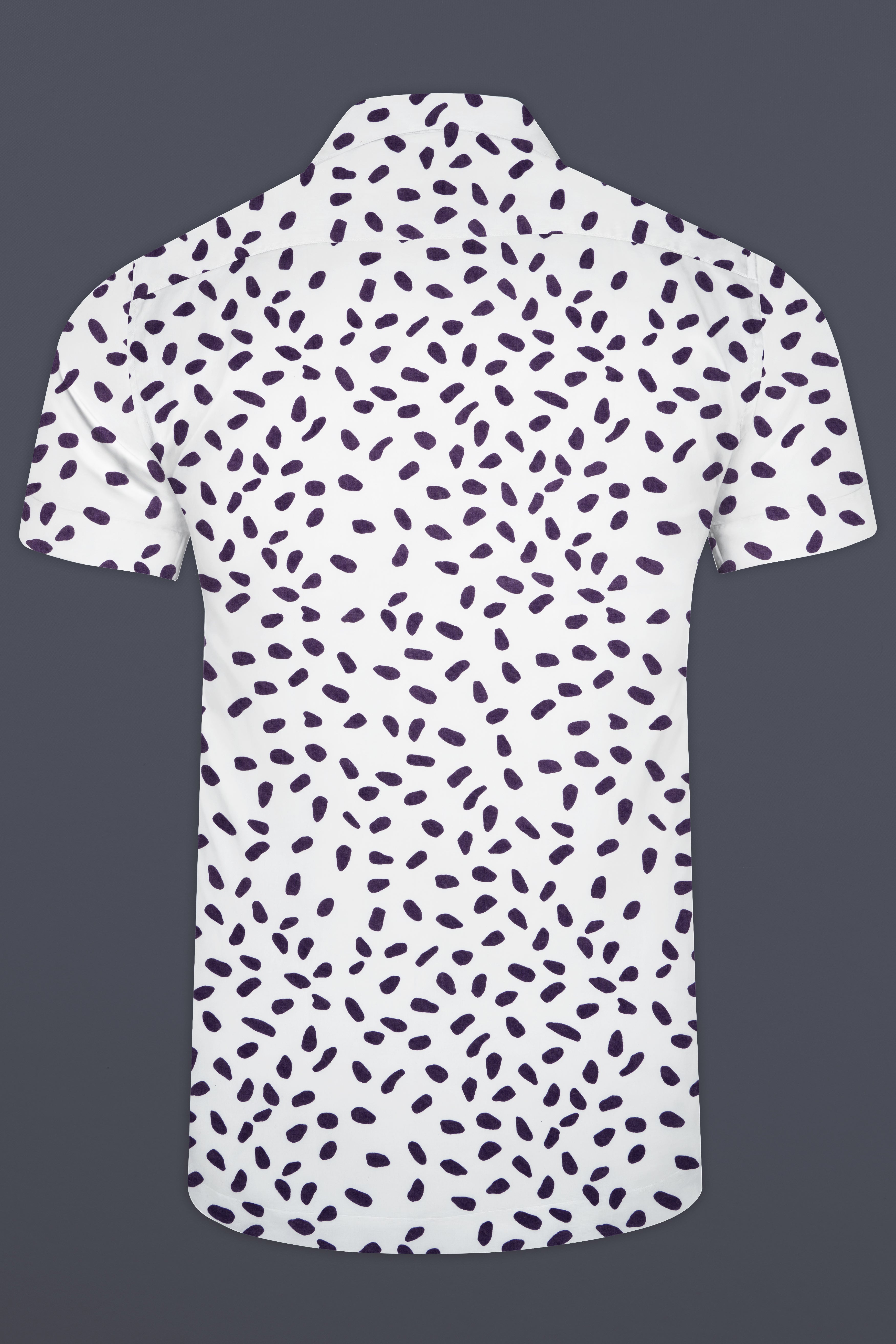 Bright White with Byzantium Purple Printed Premium Cotton Shirt