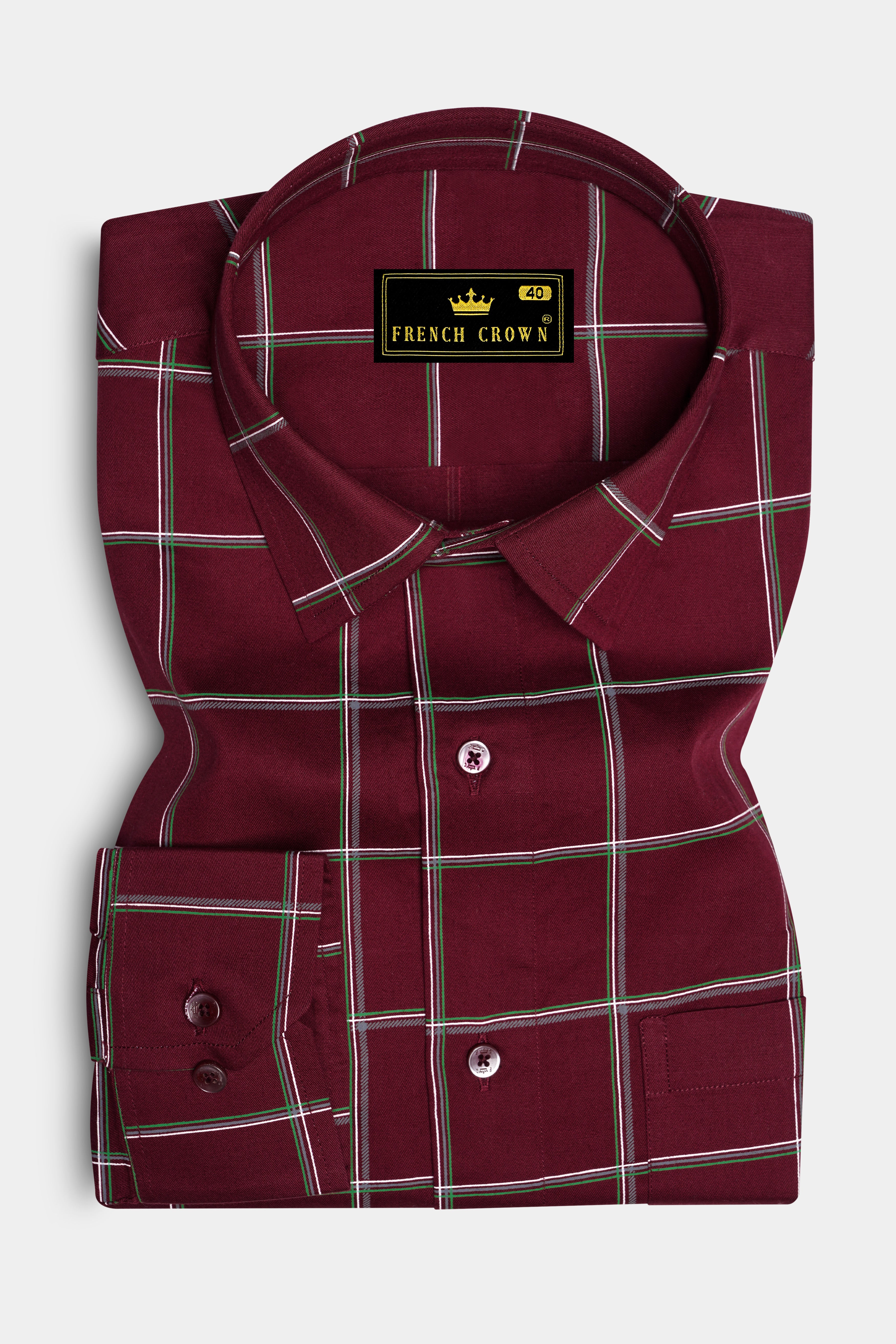 Persianplum Red Windowpane Royal Oxford Shirt