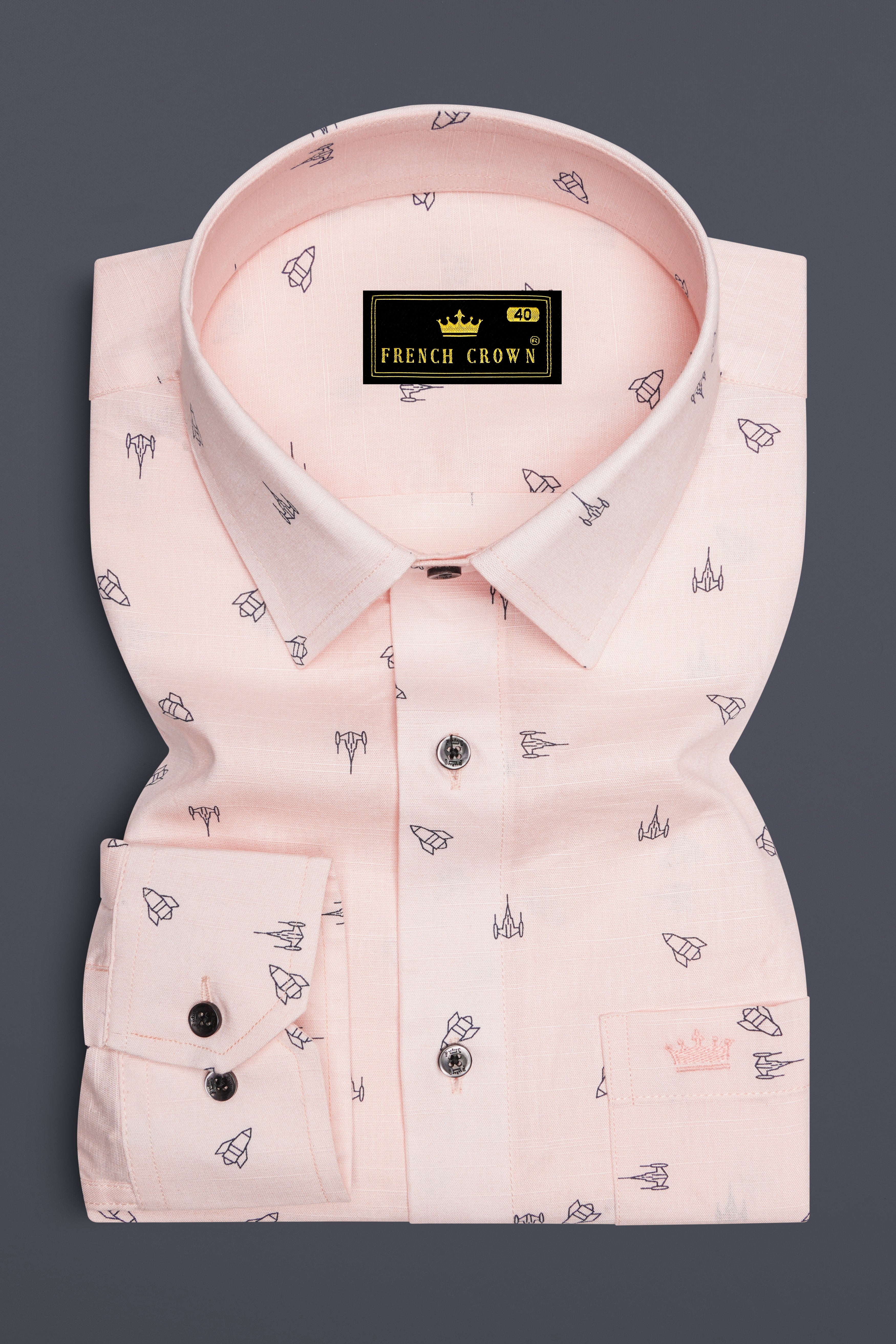 Fantasy Cream Rocket Printed Chambray Shirt