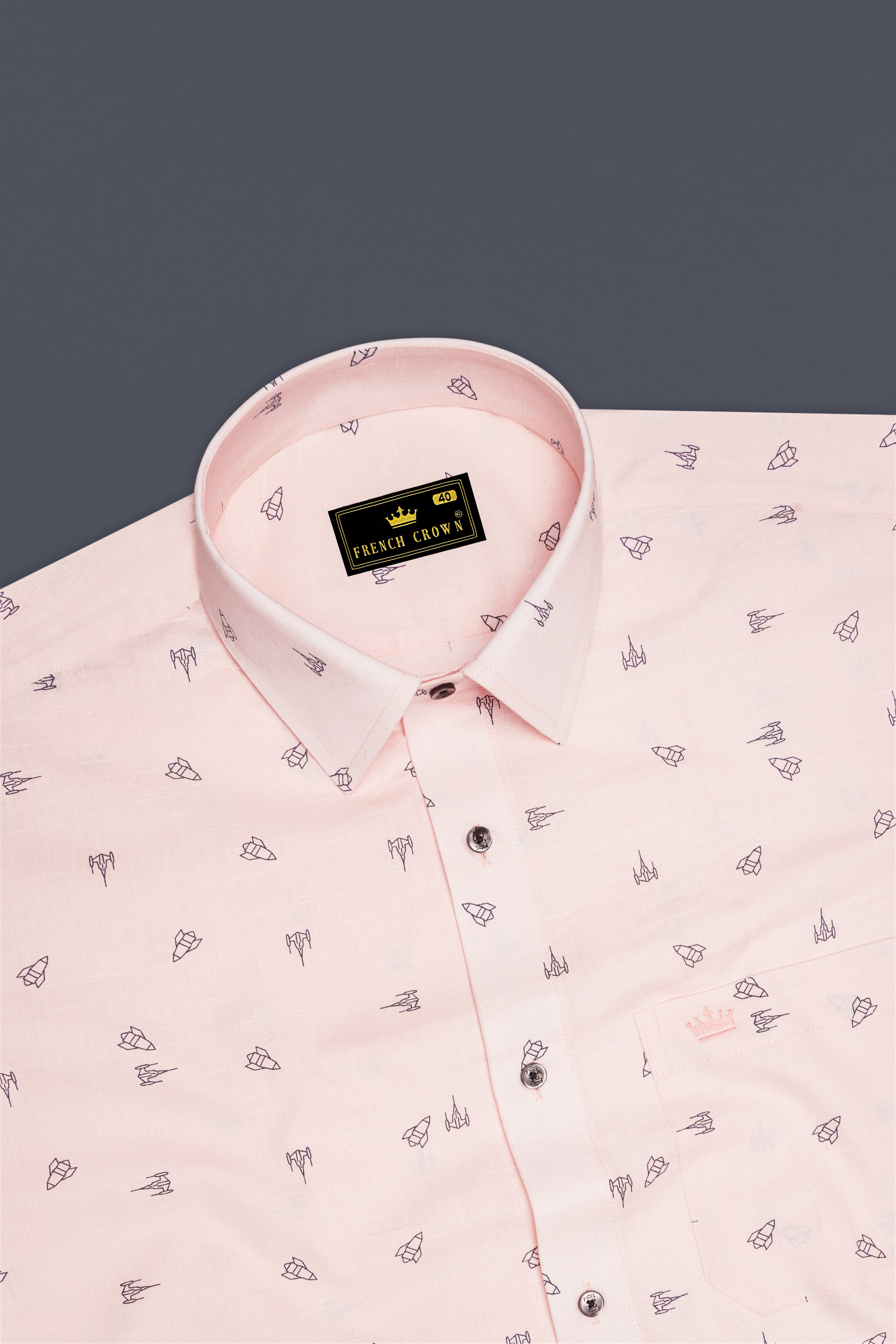 Fantasy Cream Rocket Printed Chambray Shirt
