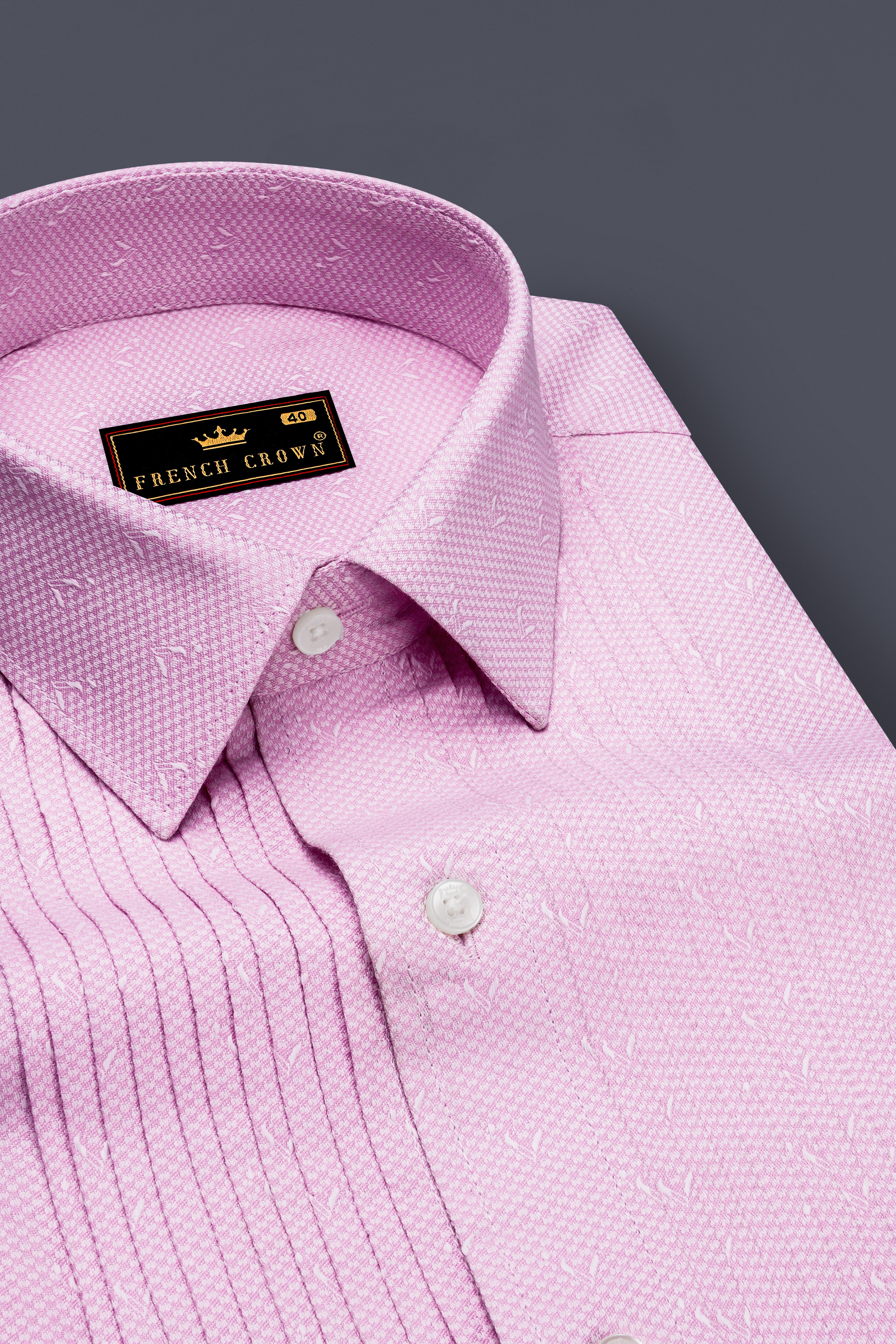 Carousel Pink Snake Dobby Textured Premium Giza Cotton Tuxedo Shirt