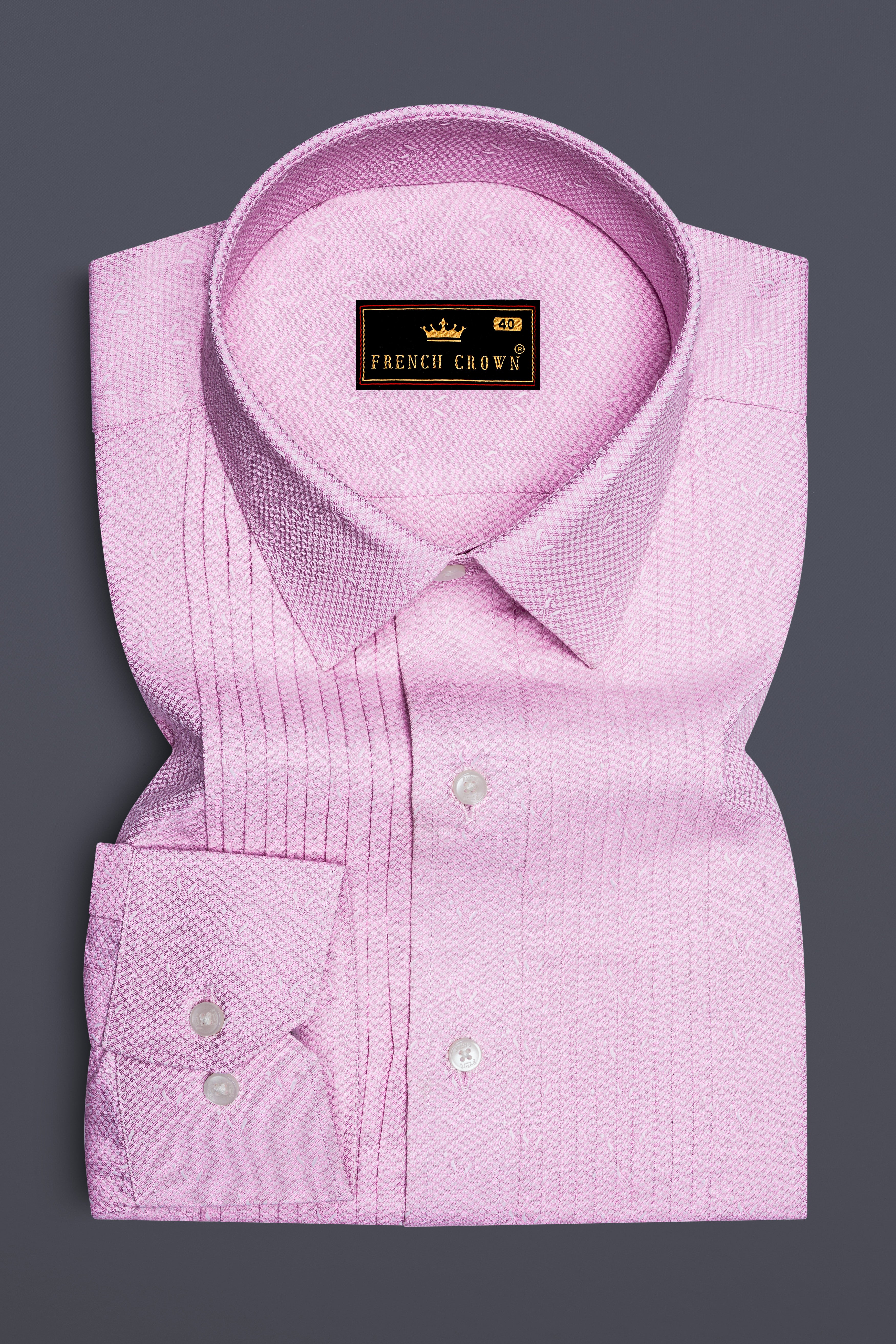 Carousel Pink Snake Dobby Textured Premium Giza Cotton Tuxedo Shirt