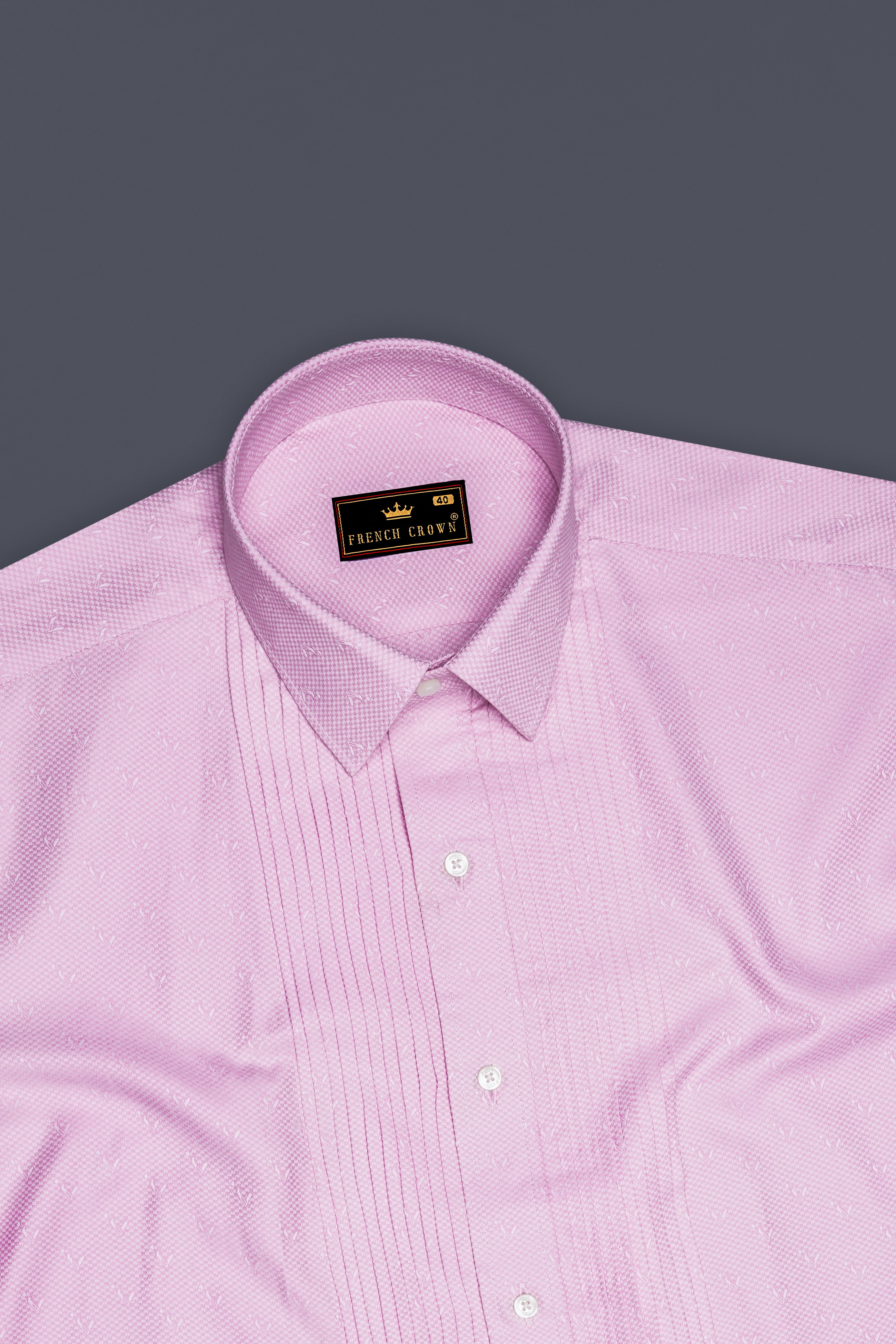 Carousel Pink Snake Dobby Textured Premium Giza Cotton Tuxedo Shirt