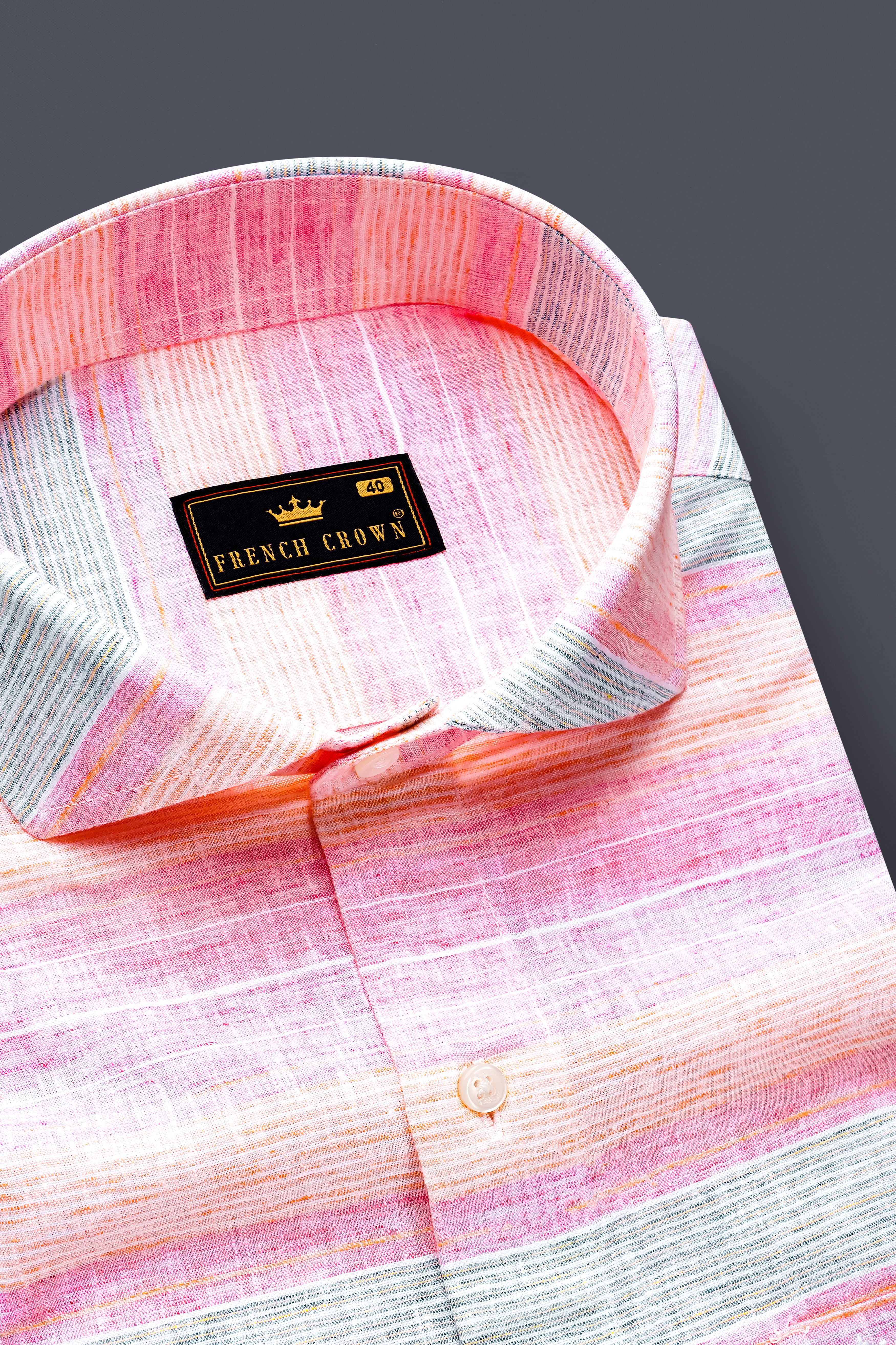 Pastel Pink Multicolour Striped Luxurious Linen Shirt