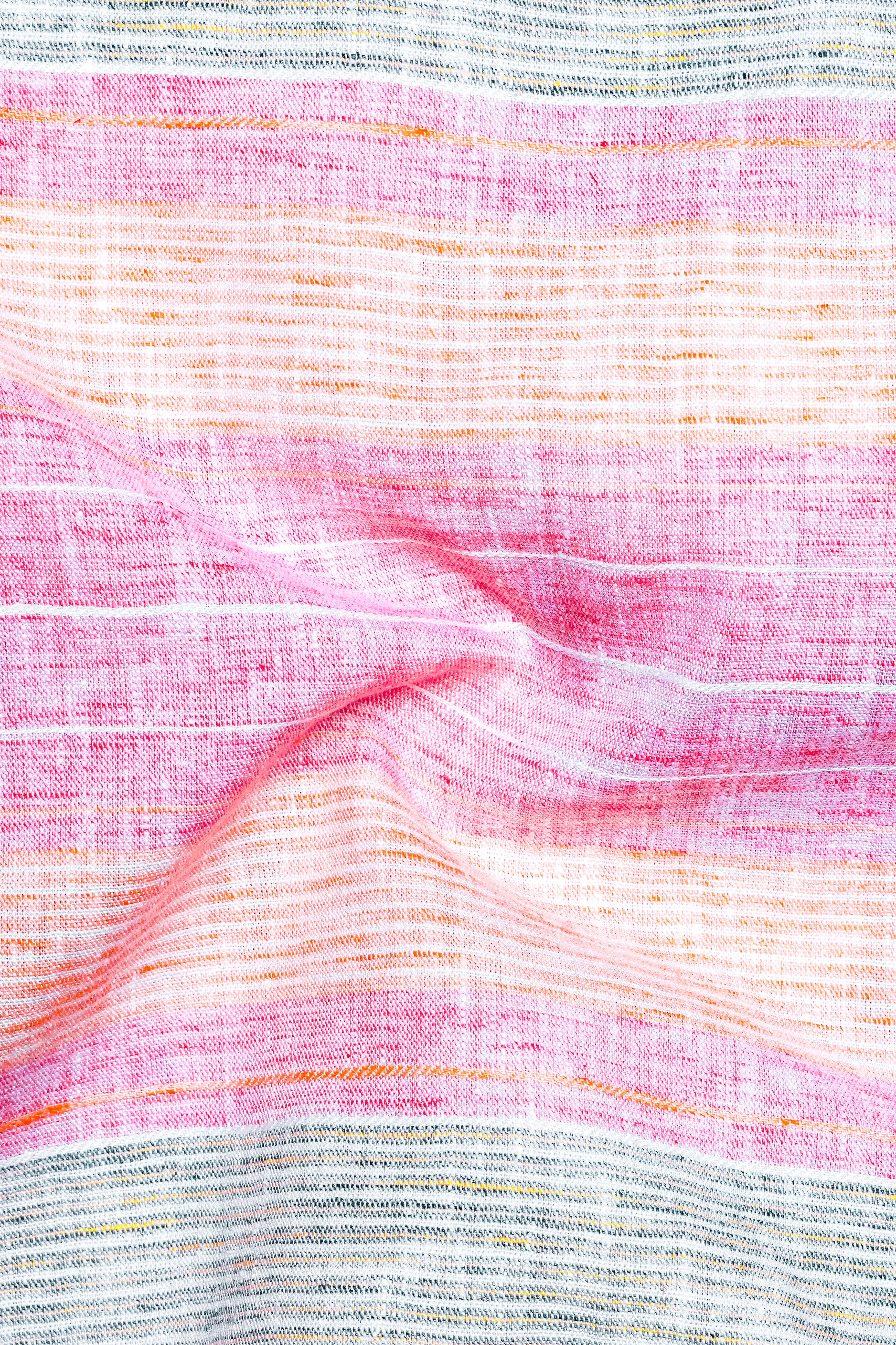 Pastel Pink Multicolour Striped Luxurious Linen Shirt