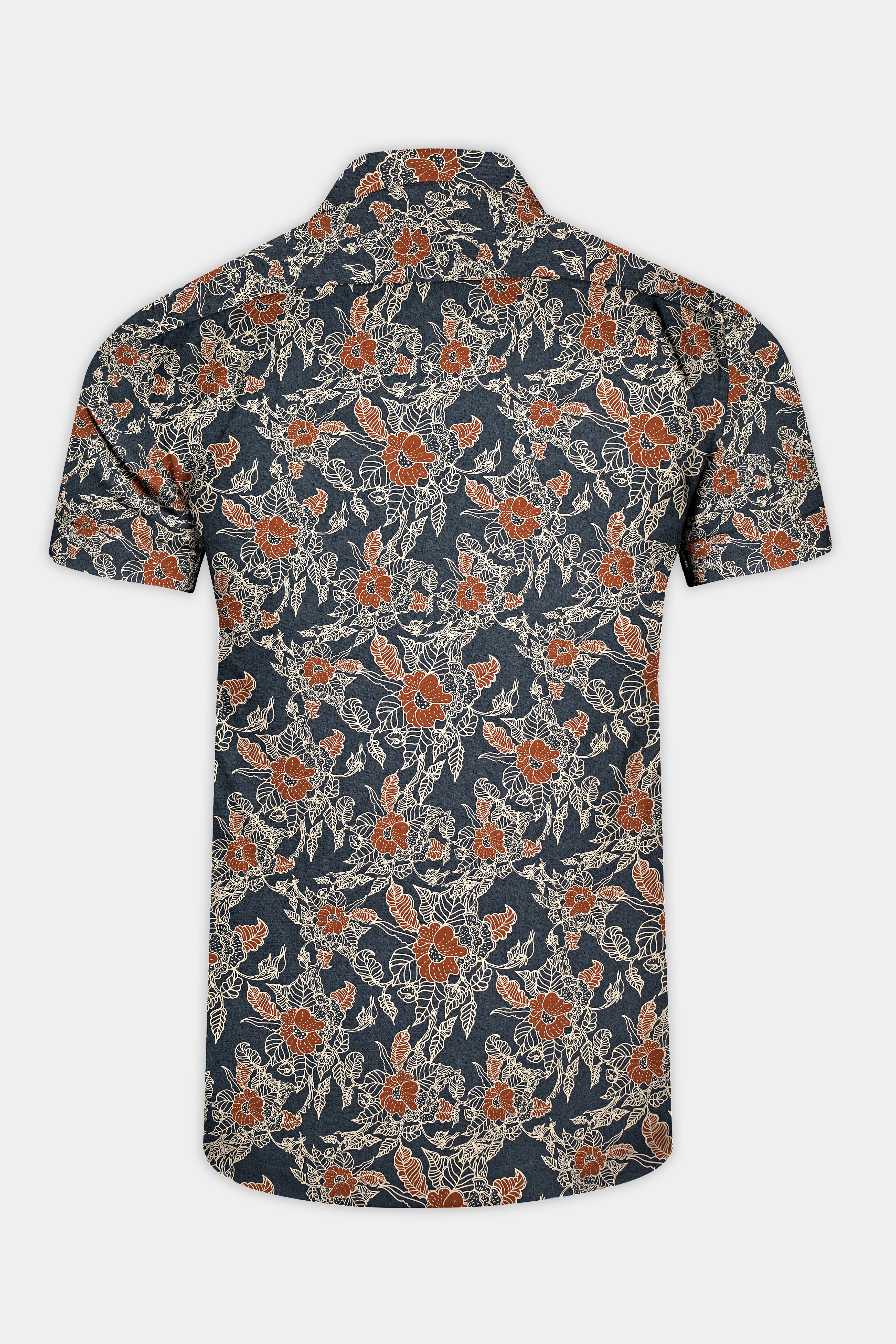 Iridium Gray Floral Printed Premium Cotton Shirt