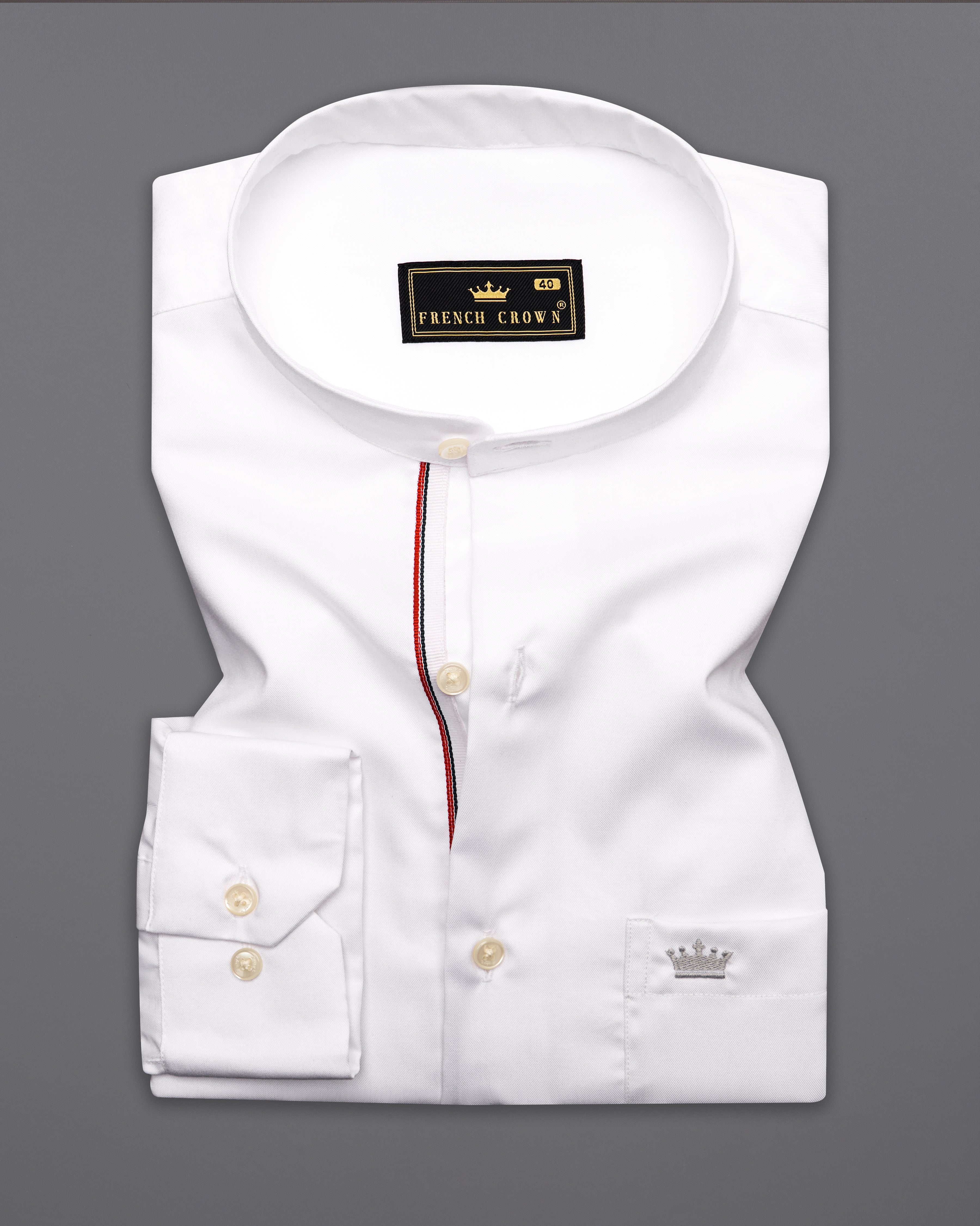 Bright White Twill Textured Giza Cotton Shirt