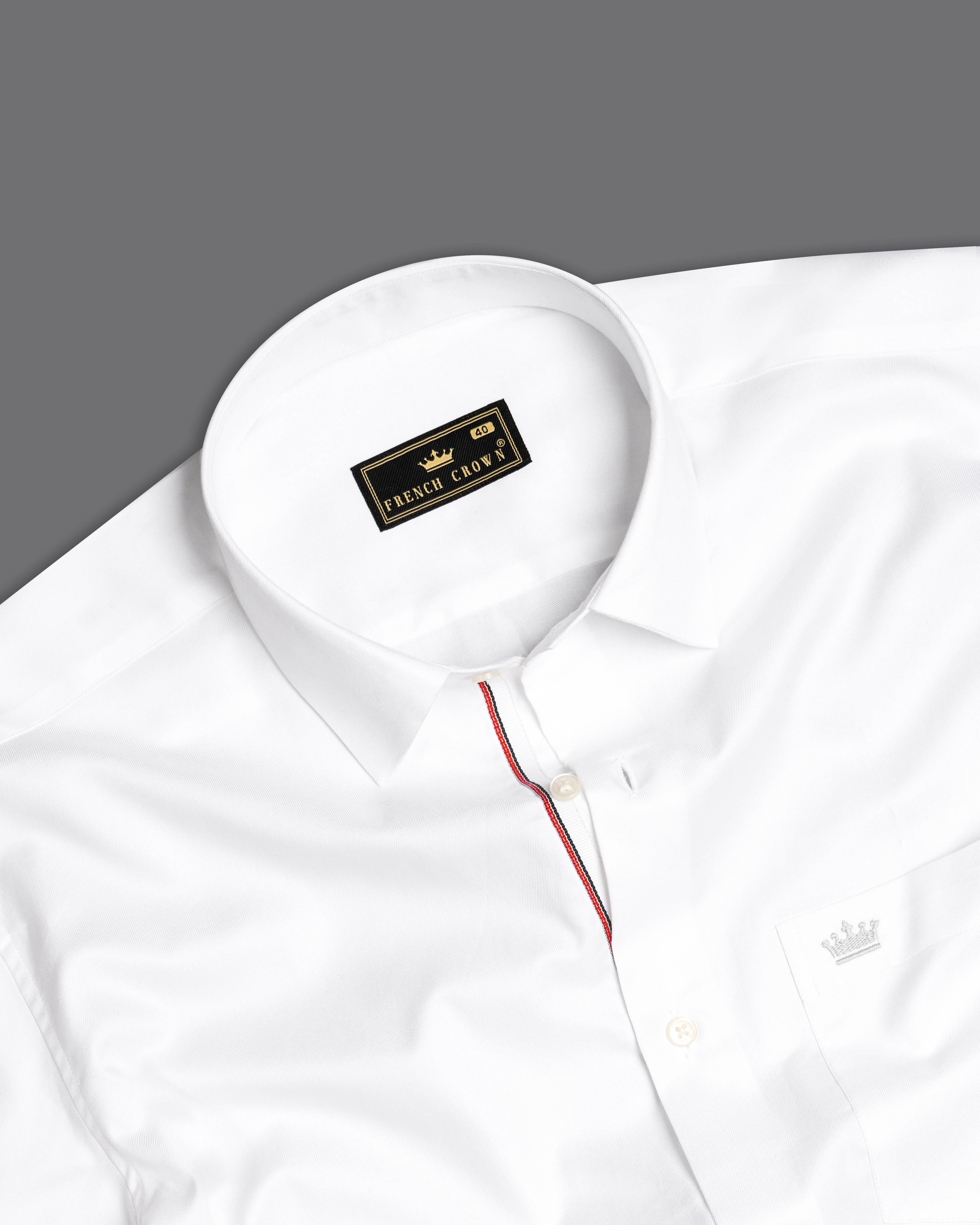 Bright White Twill Textured Giza Cotton Shirt