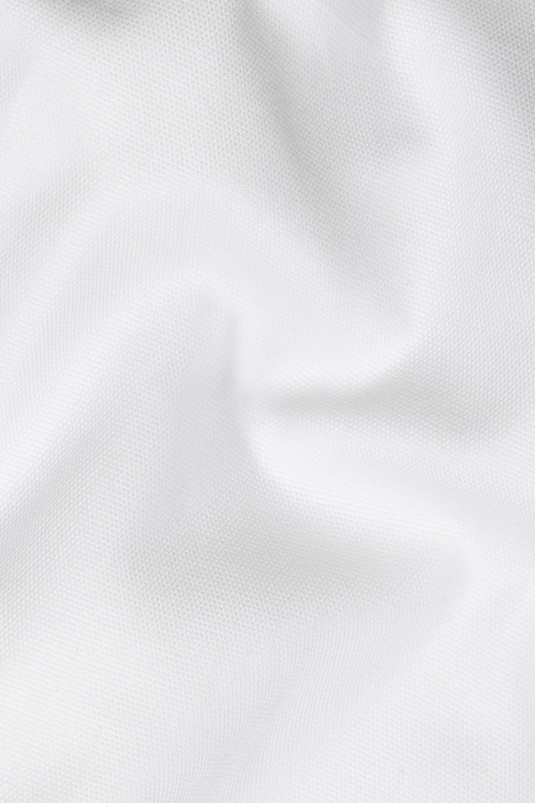 Bright White Dobby Textured Premium Giza Cotton Designer Overshirt with Zipper Closure