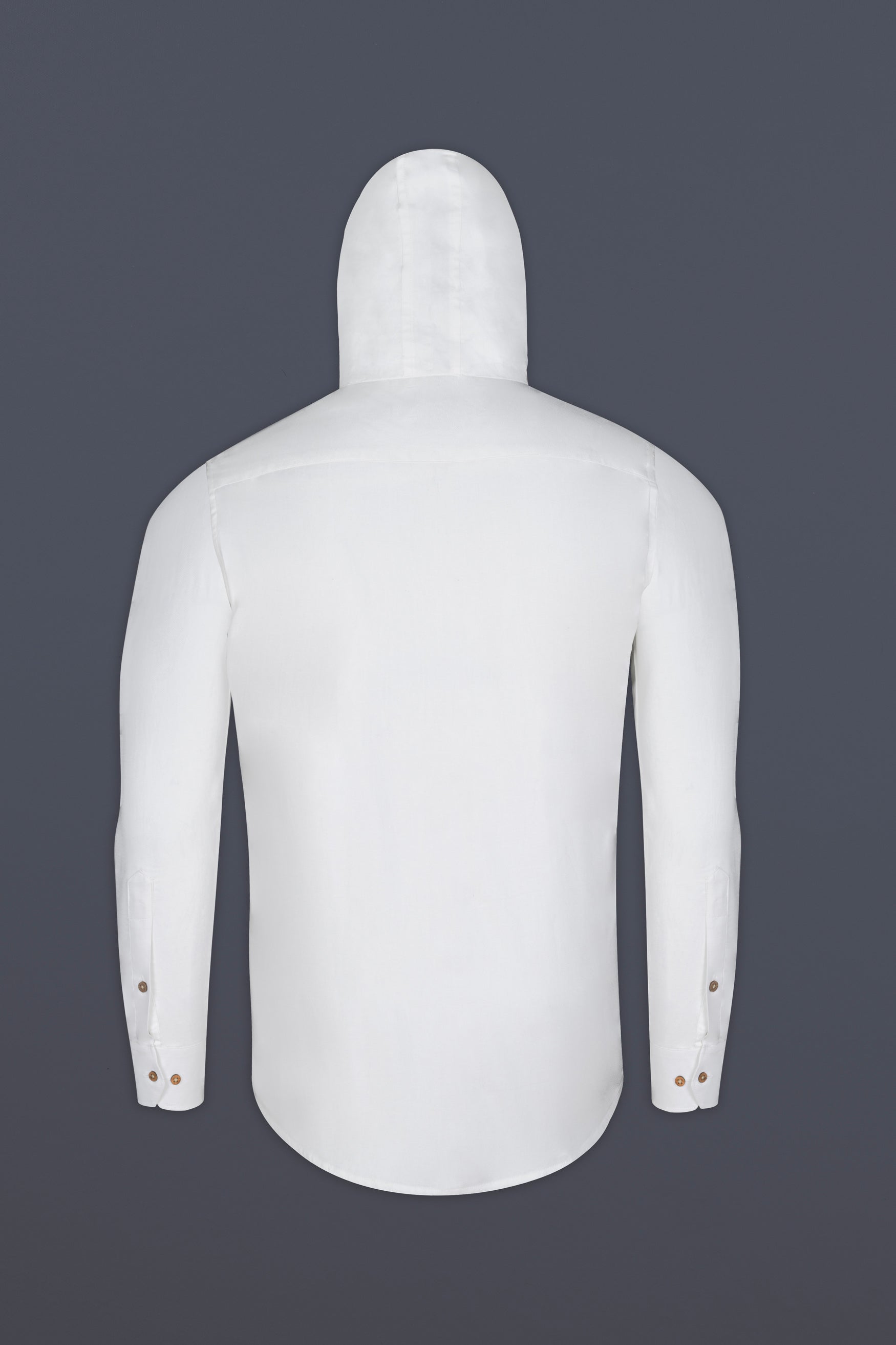 Bright White Dobby Zipper Closure with Hoodie Designer Shirt