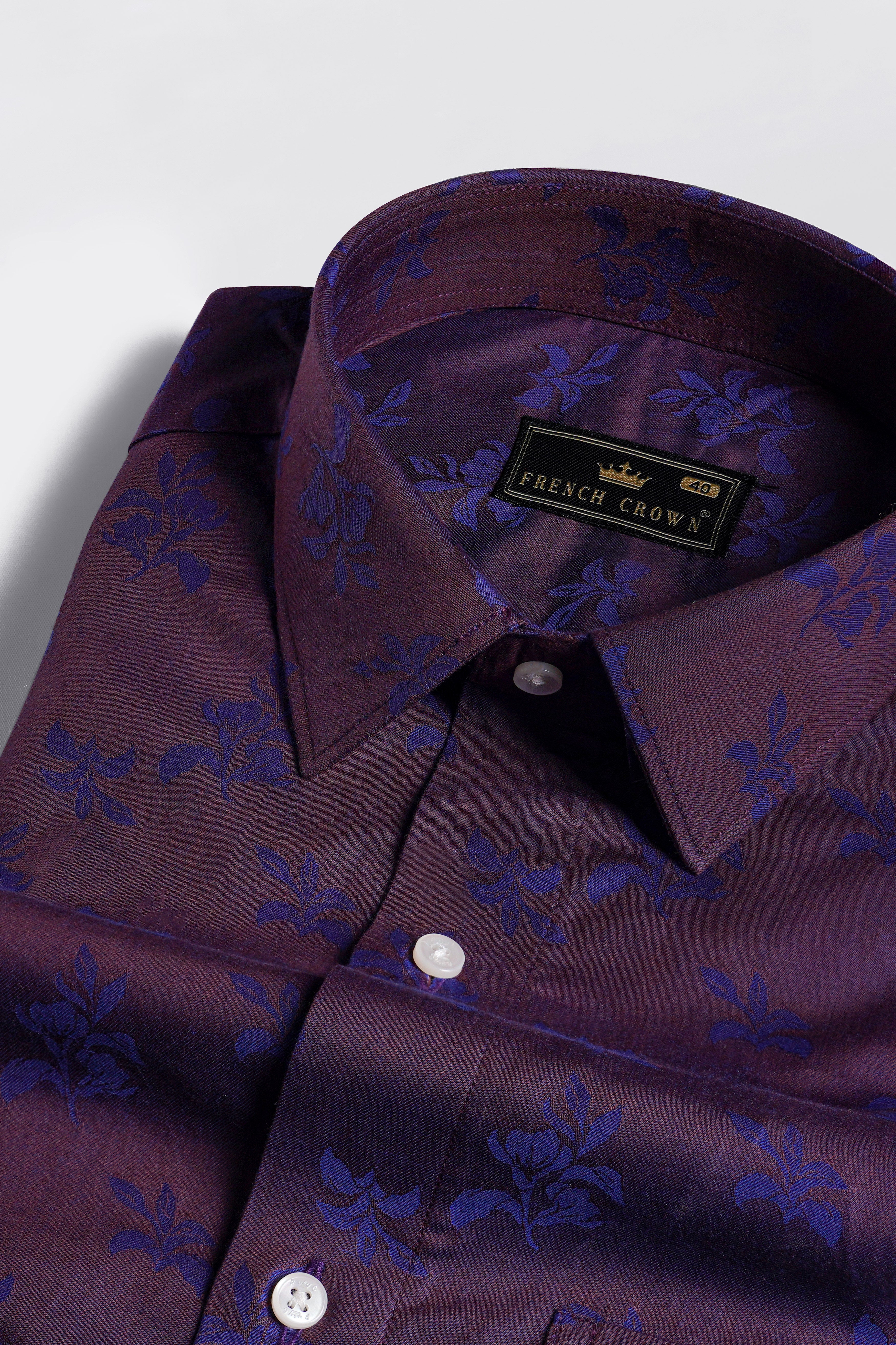 Thunder Violet Ditsy Jacquard Textured Premium Giza Cotton Shirt