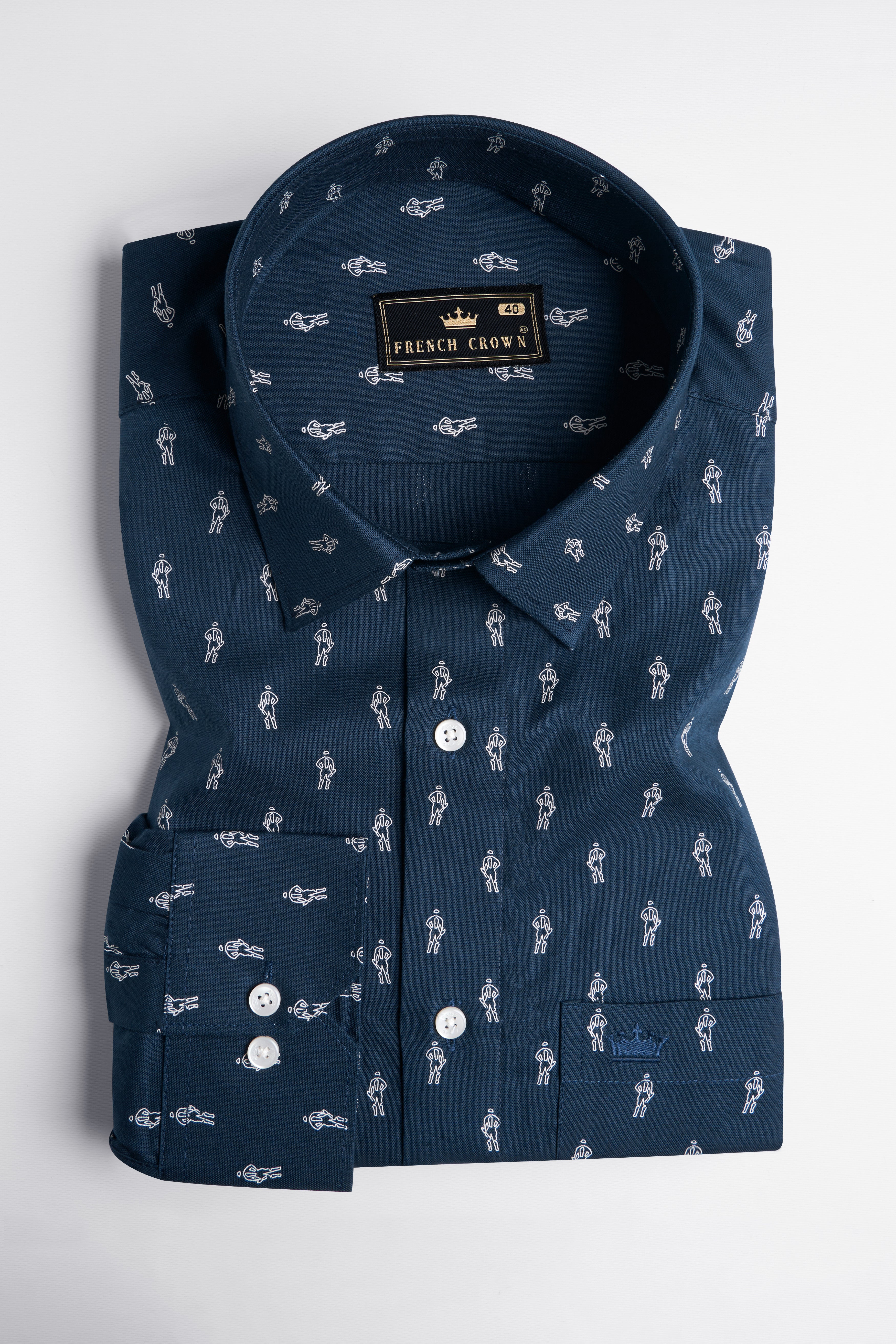 Firefly Port Blue Printed Royal Oxford Designer Shirt