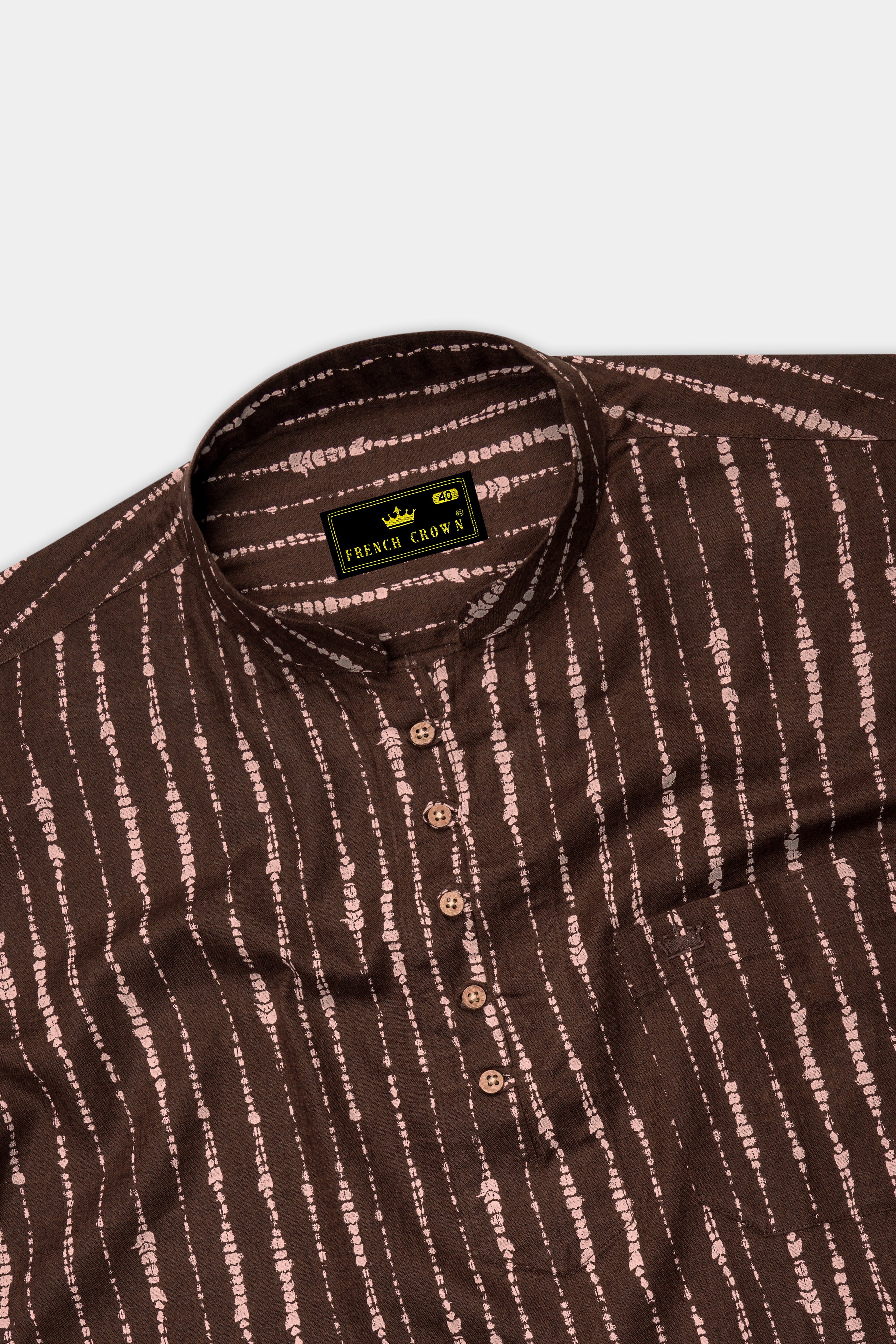 Espresso Brown Striped  Kurta Shirt