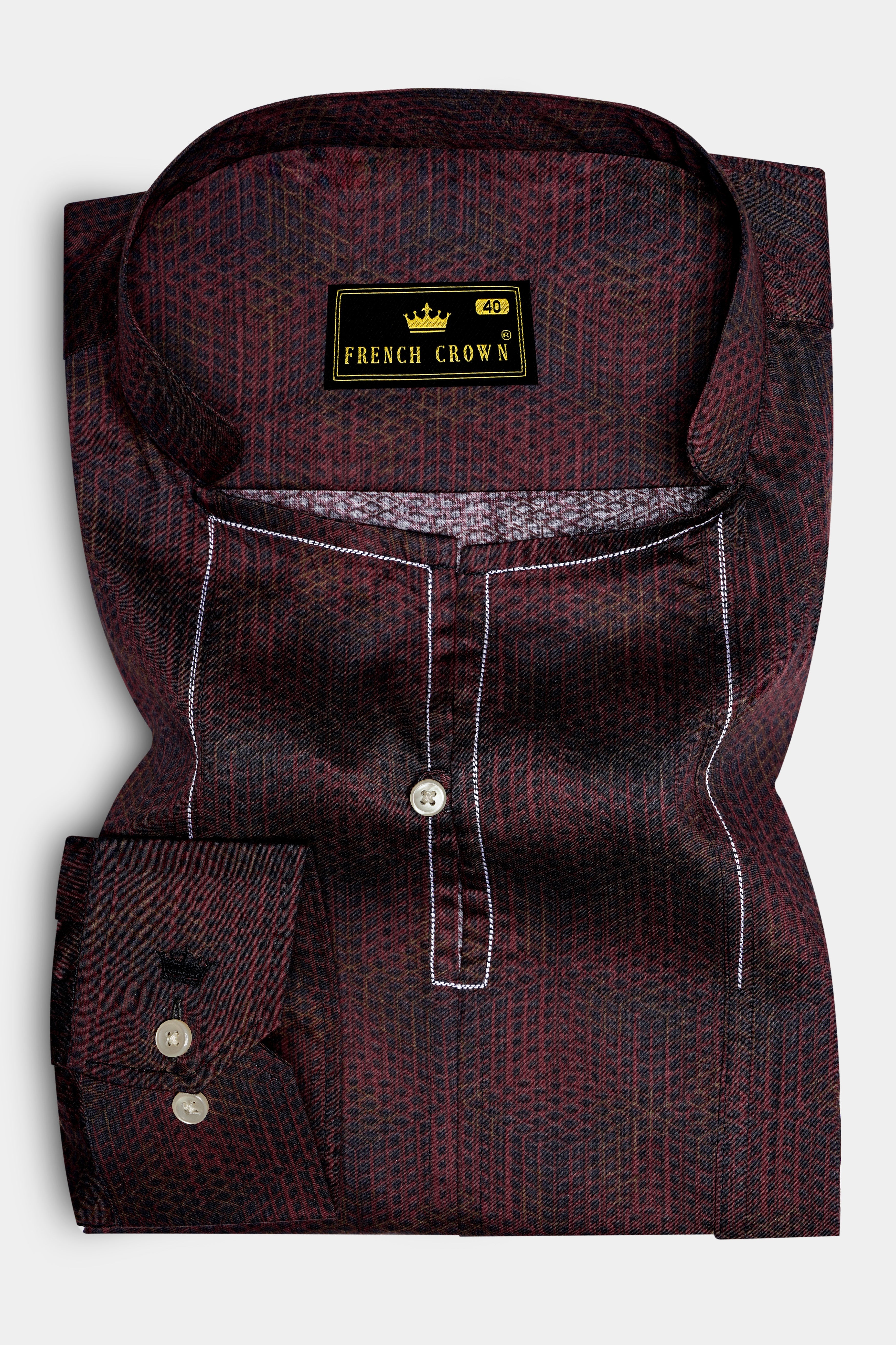 Congo Brown Subtle Checkered Super Soft Premium Cotton Designer Kurta Shirt