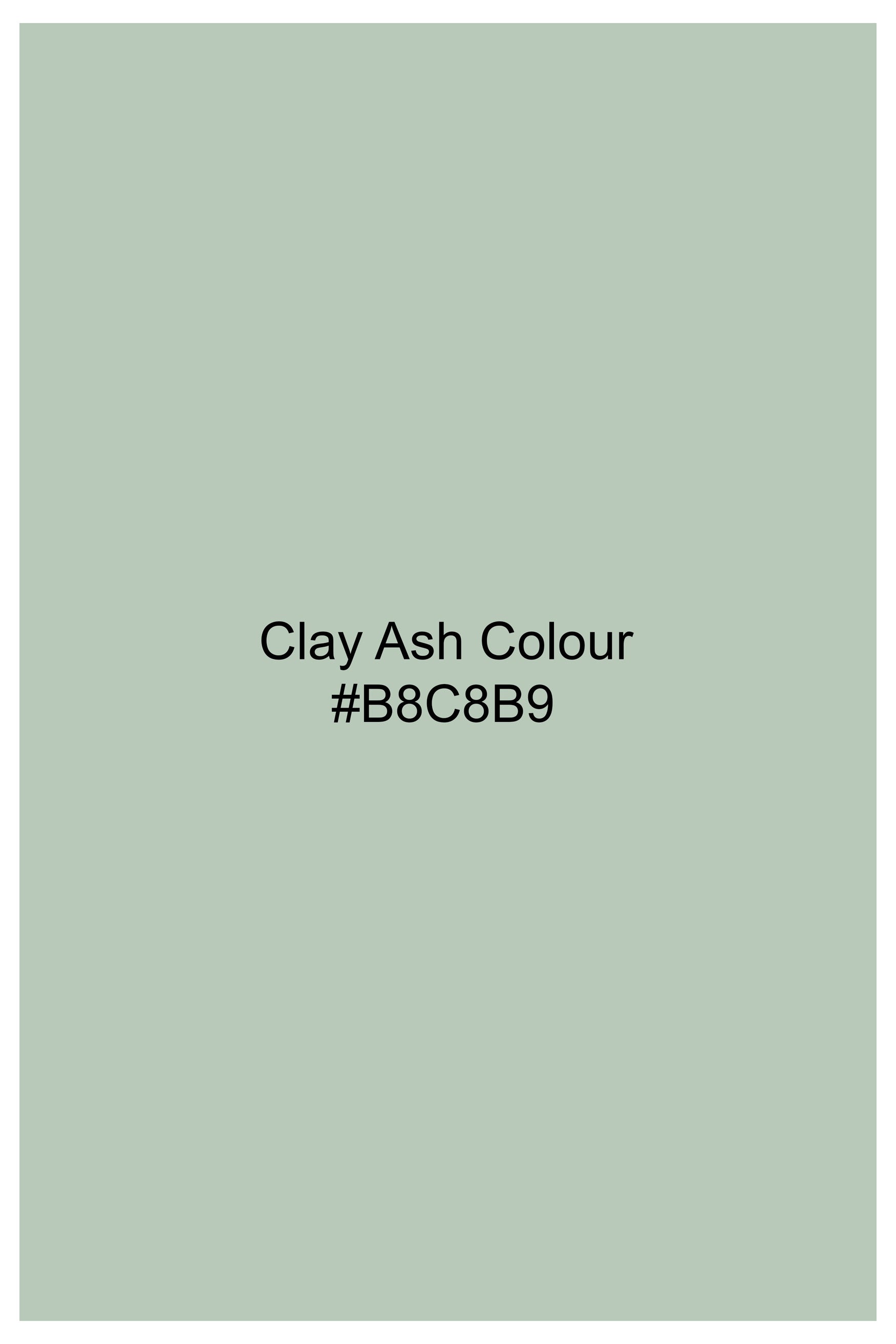 Clay Ash Green Workaholic Theme Hand Painted Subtle Sheen Super Soft Premium Cotton Designer Shirt