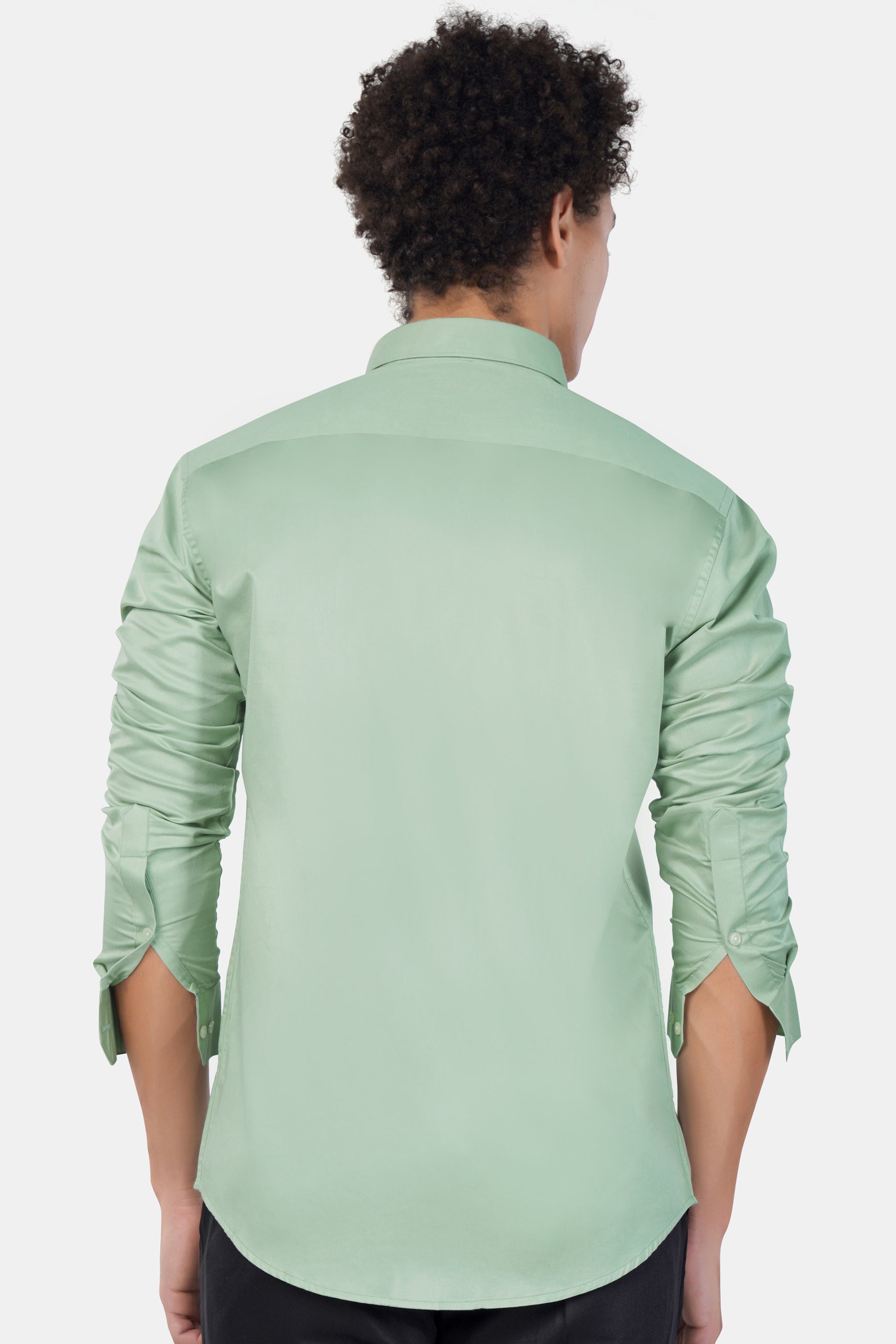Clay Ash Green Workaholic Theme Hand Painted Subtle Sheen Super Soft Premium Cotton Designer Shirt