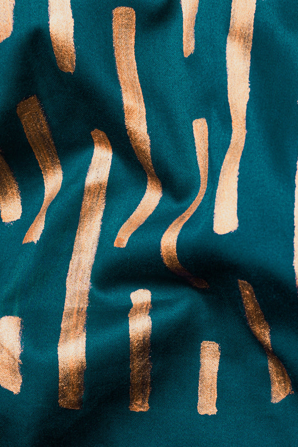 Teal Blue Hand Painted Super Soft Premium Cotton Designer Shirt